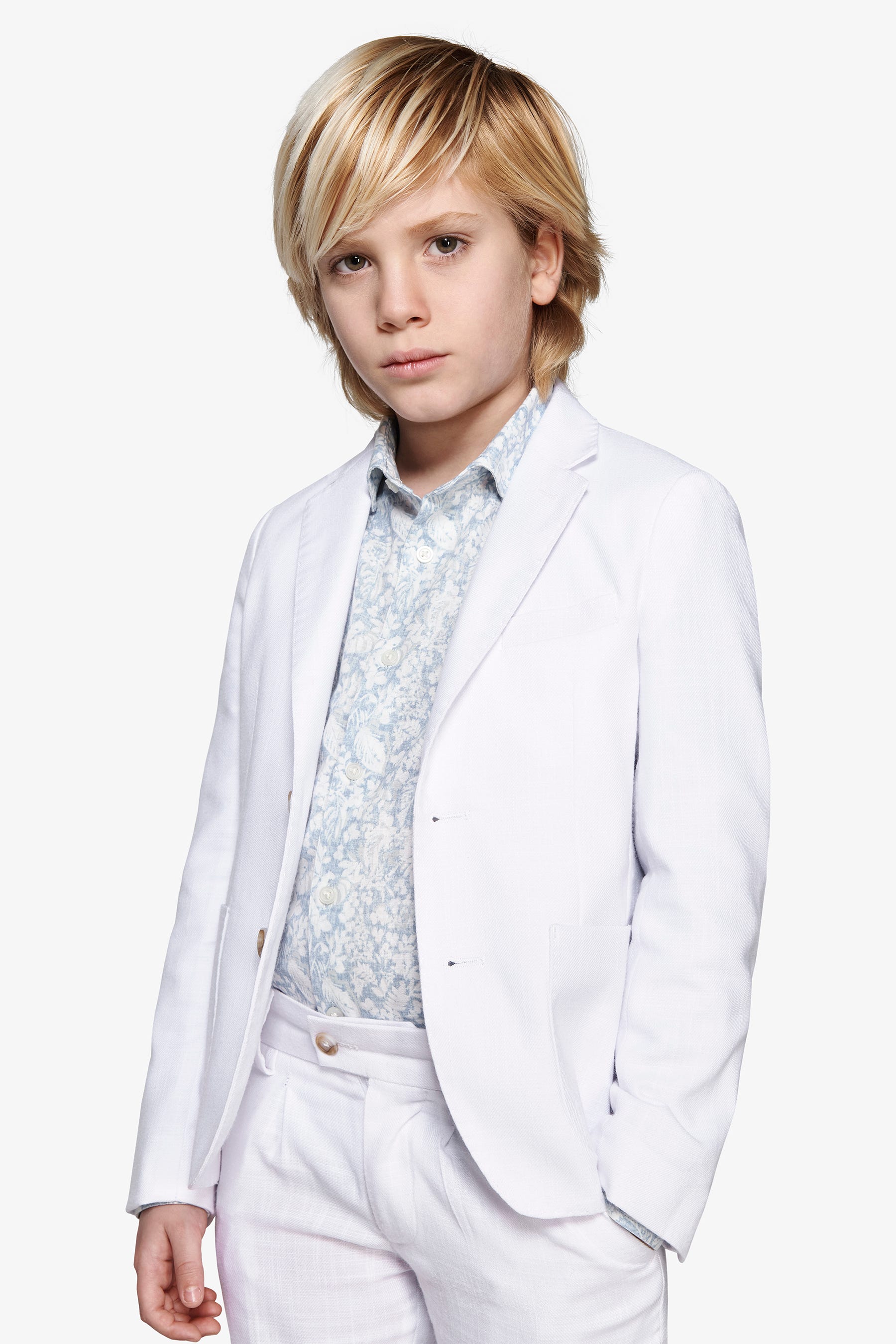 KIDS White linen blend blazer