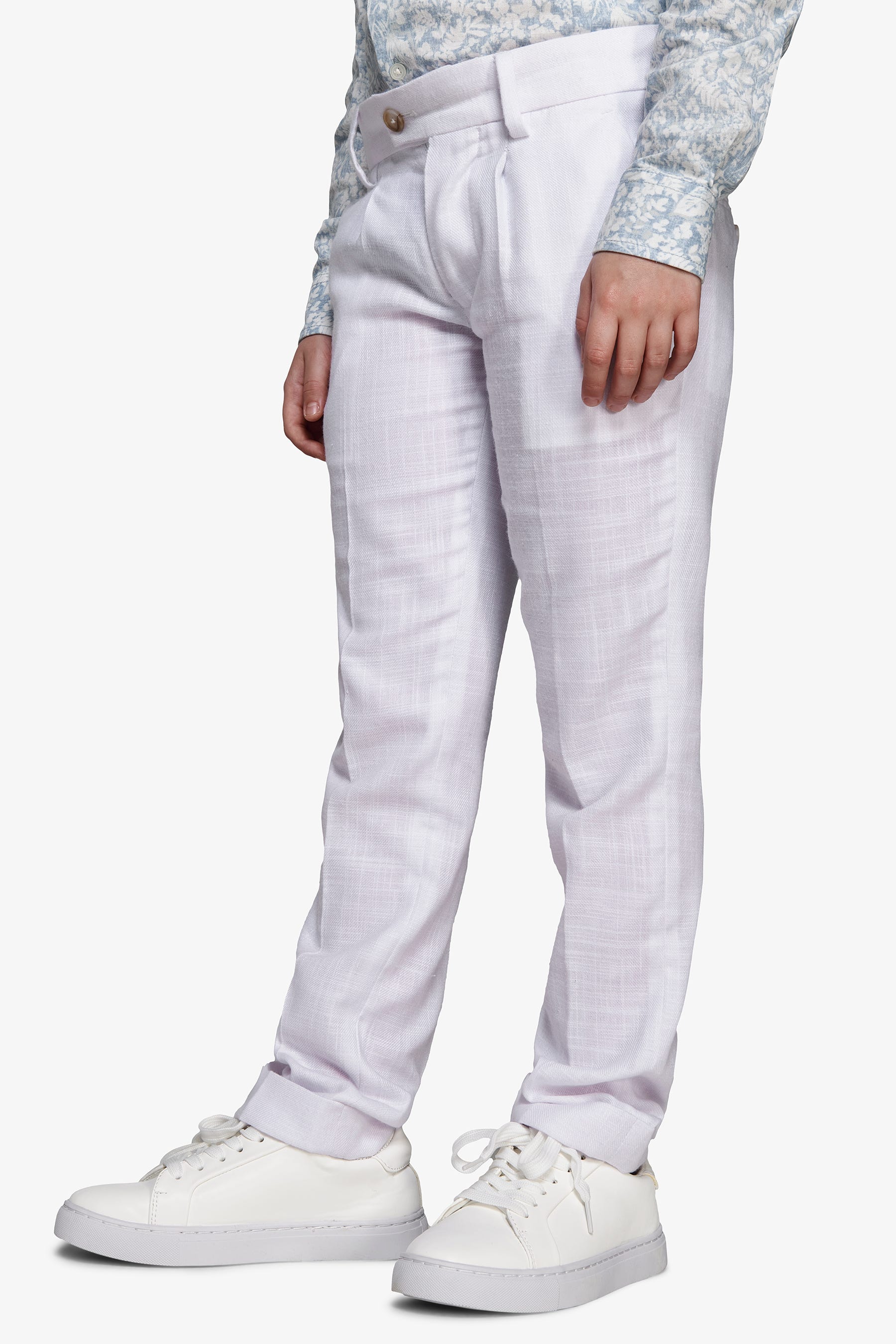 KIDS White linen blend trousers