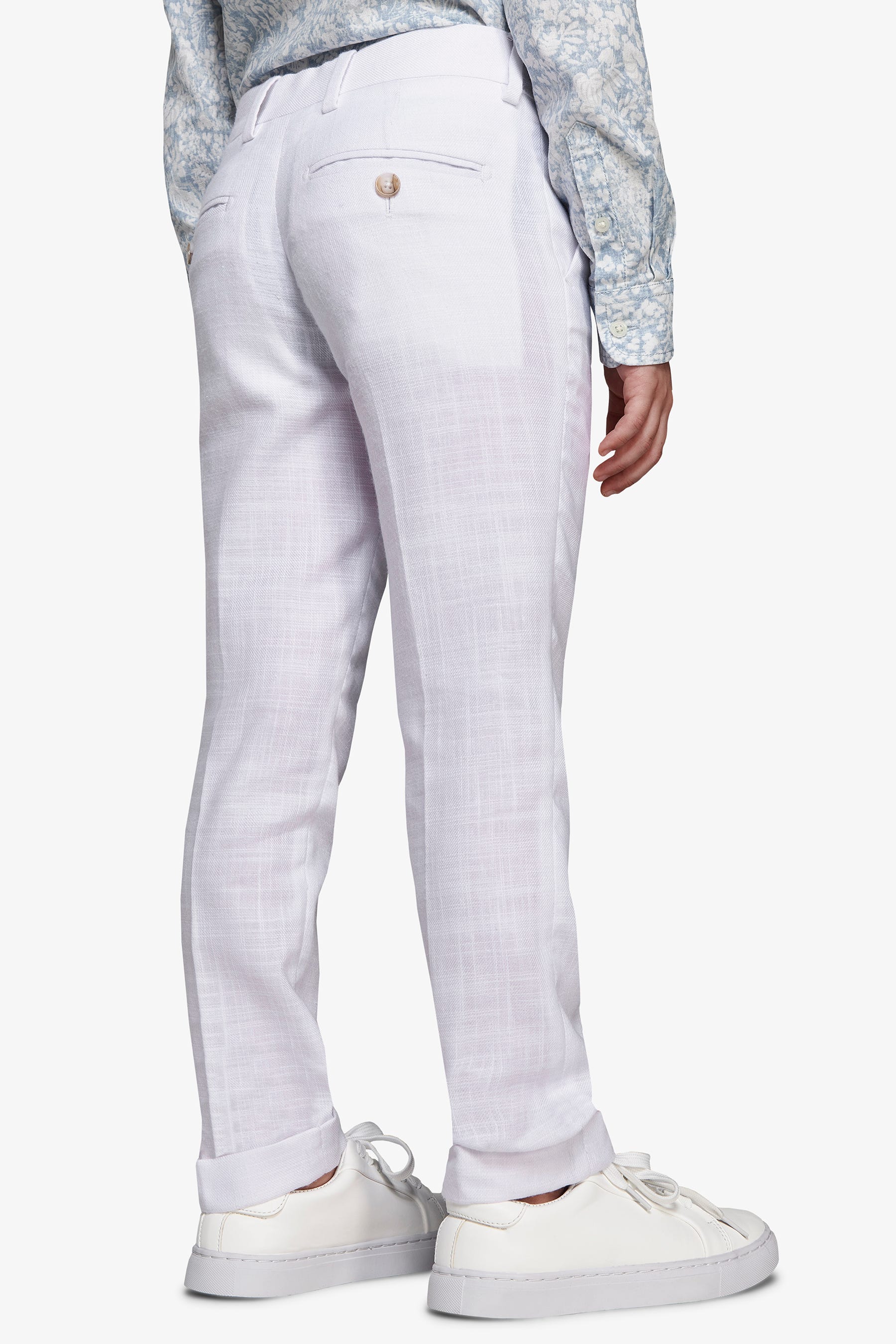 KIDS White linen blend trousers