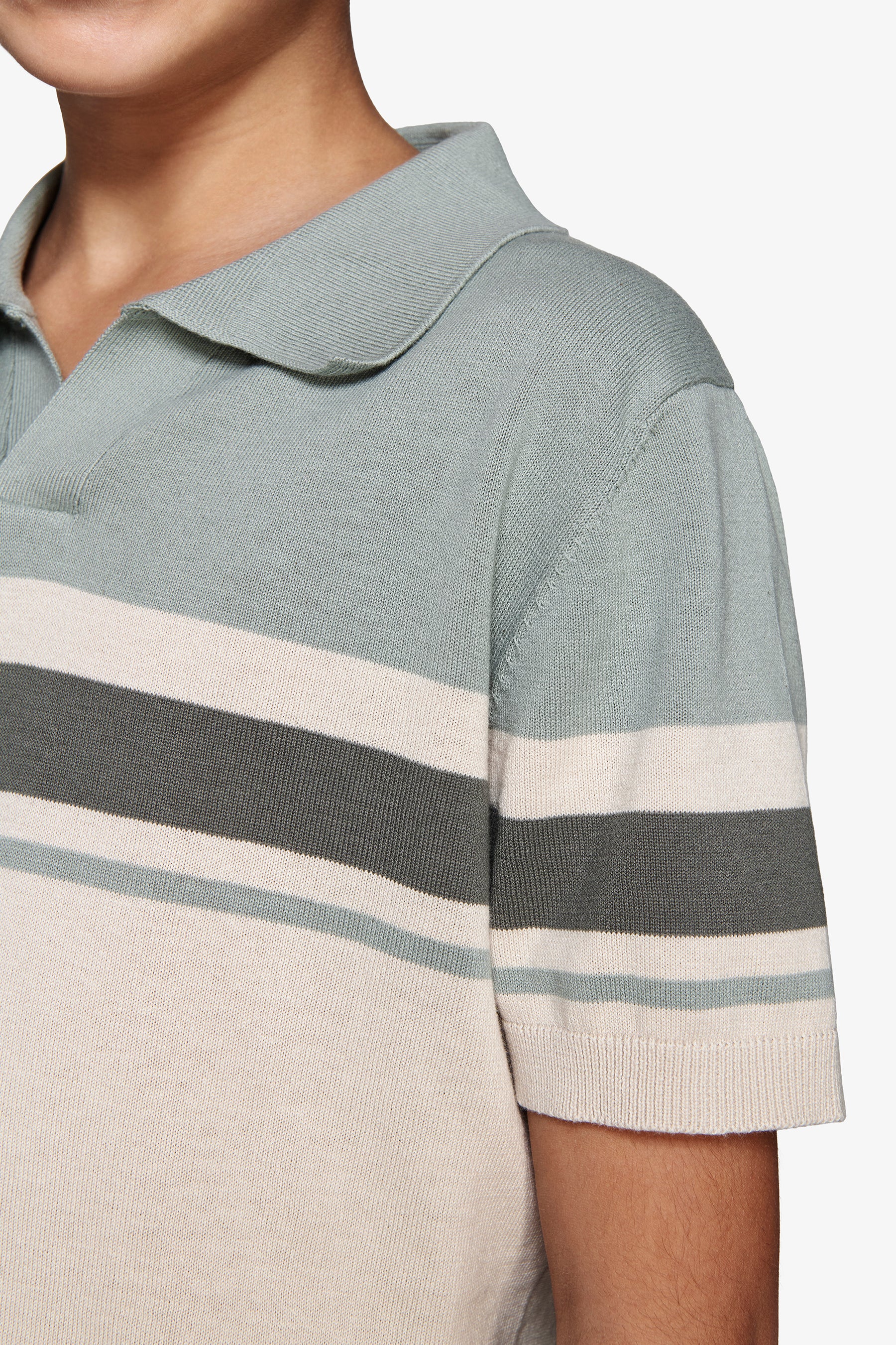 Polo de punto a rayas light green Kids