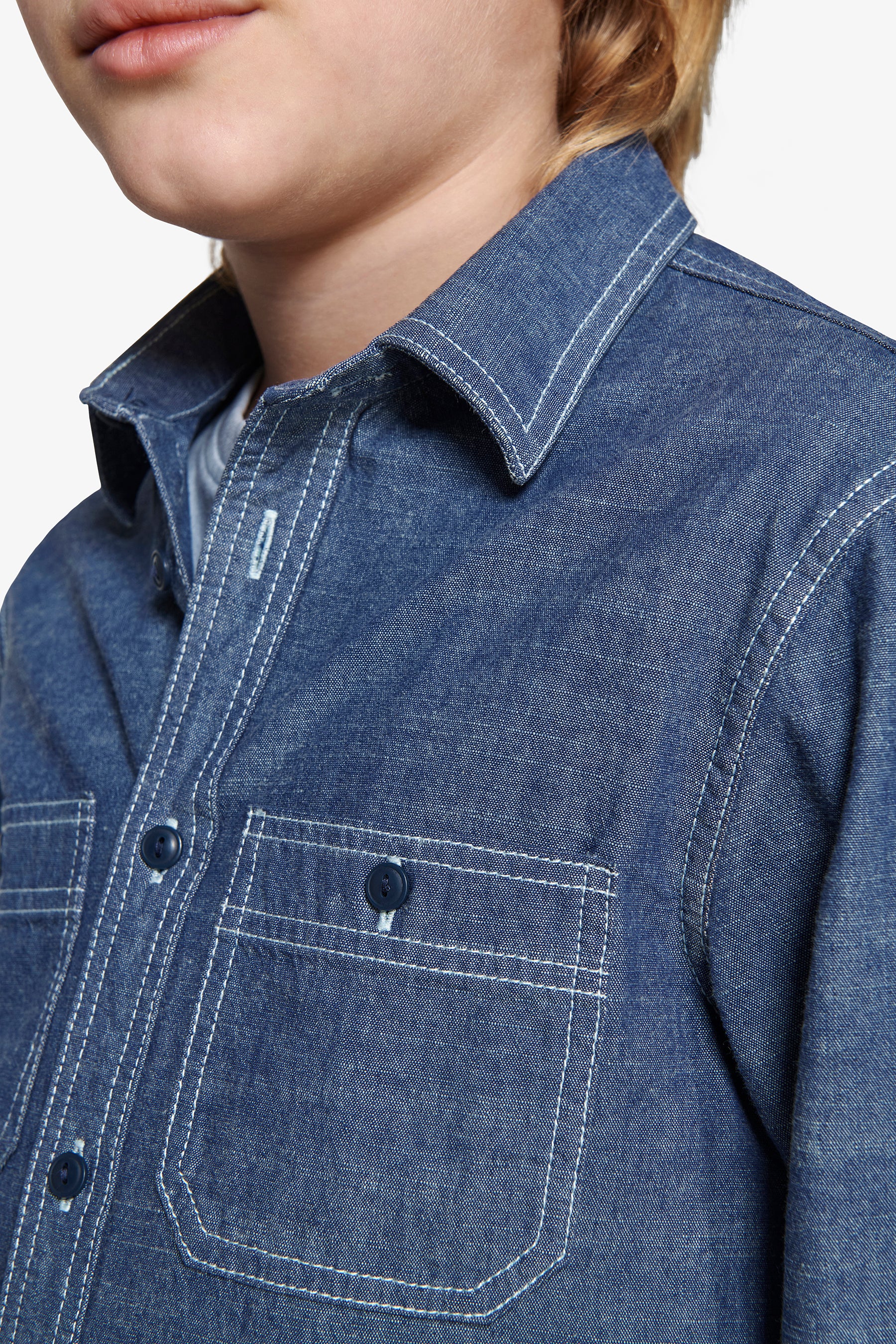 KIDS Denim chambray slim shirt