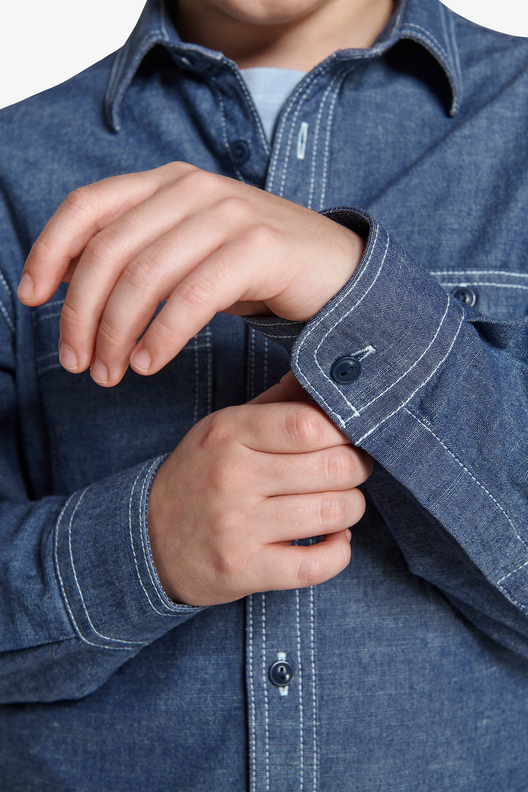 Camicia slim denim chambray Kids-Dan John