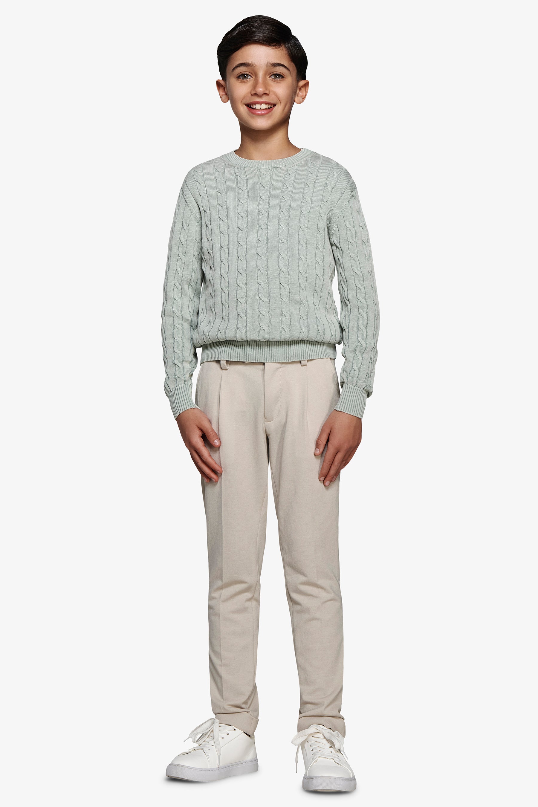 Maglia girocollo treccia salvia Kids