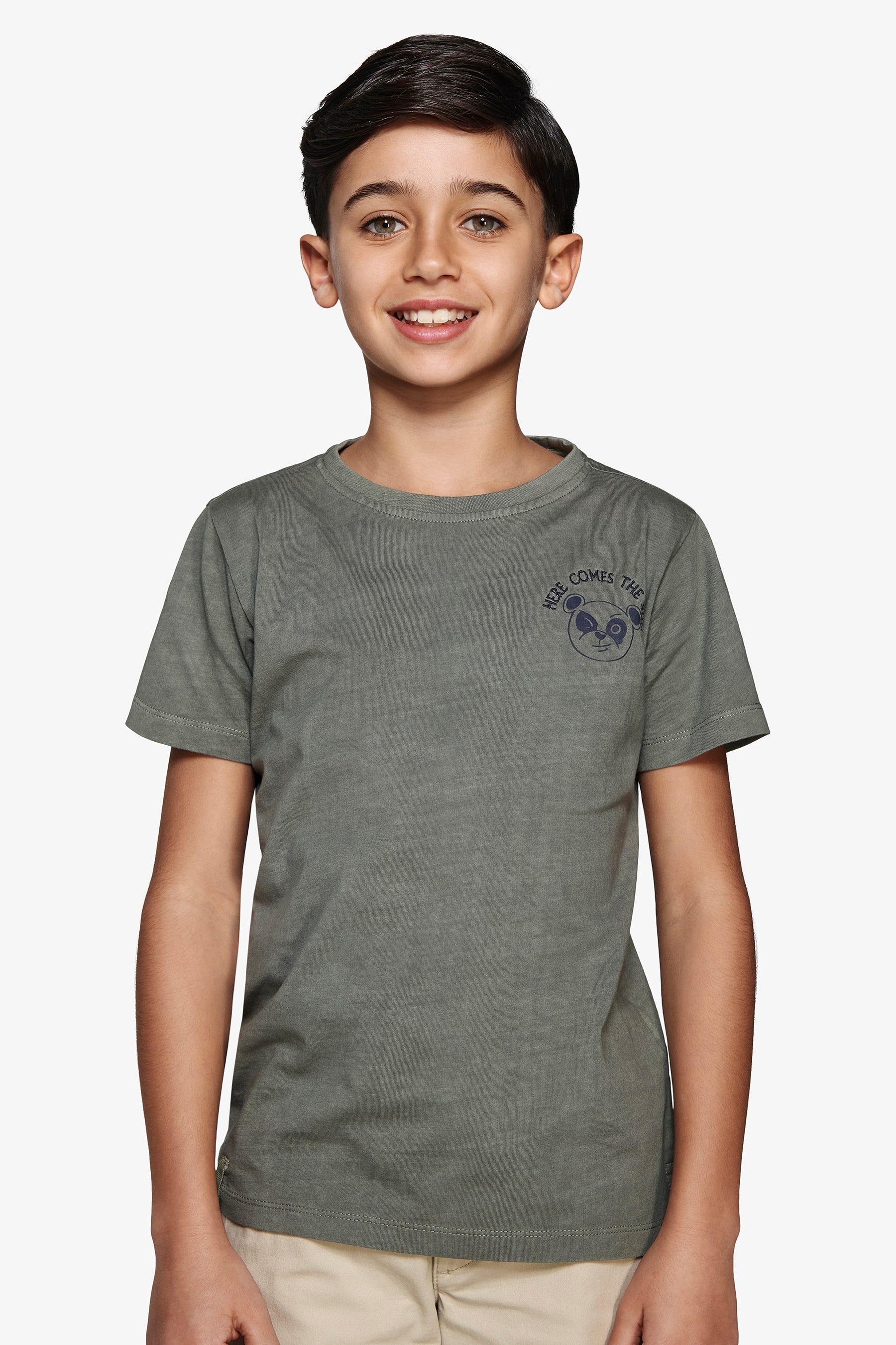 T-shirt basic con stampa verde Kids-Dan John