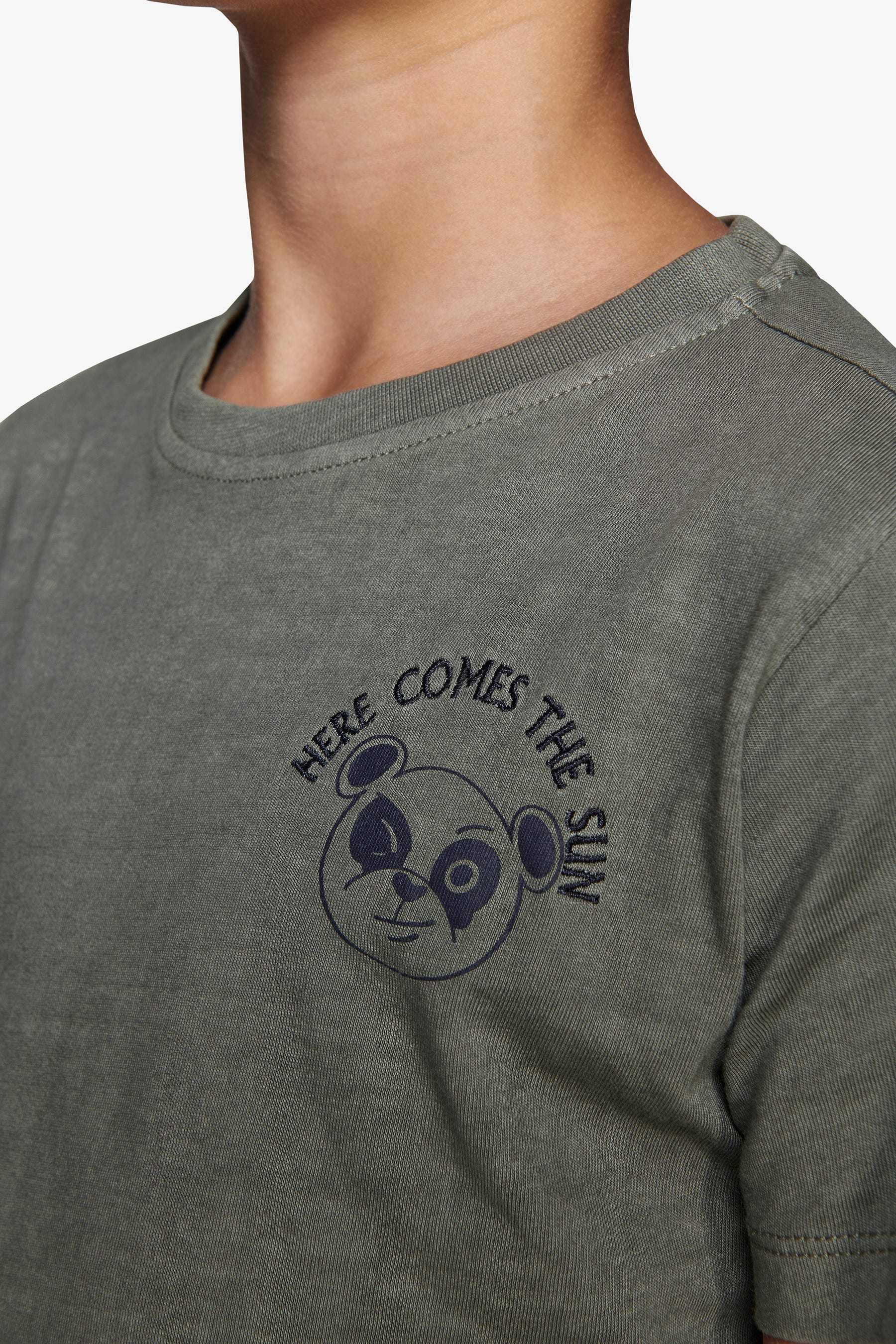 T-shirt basic con stampa verde Kids-Dan John