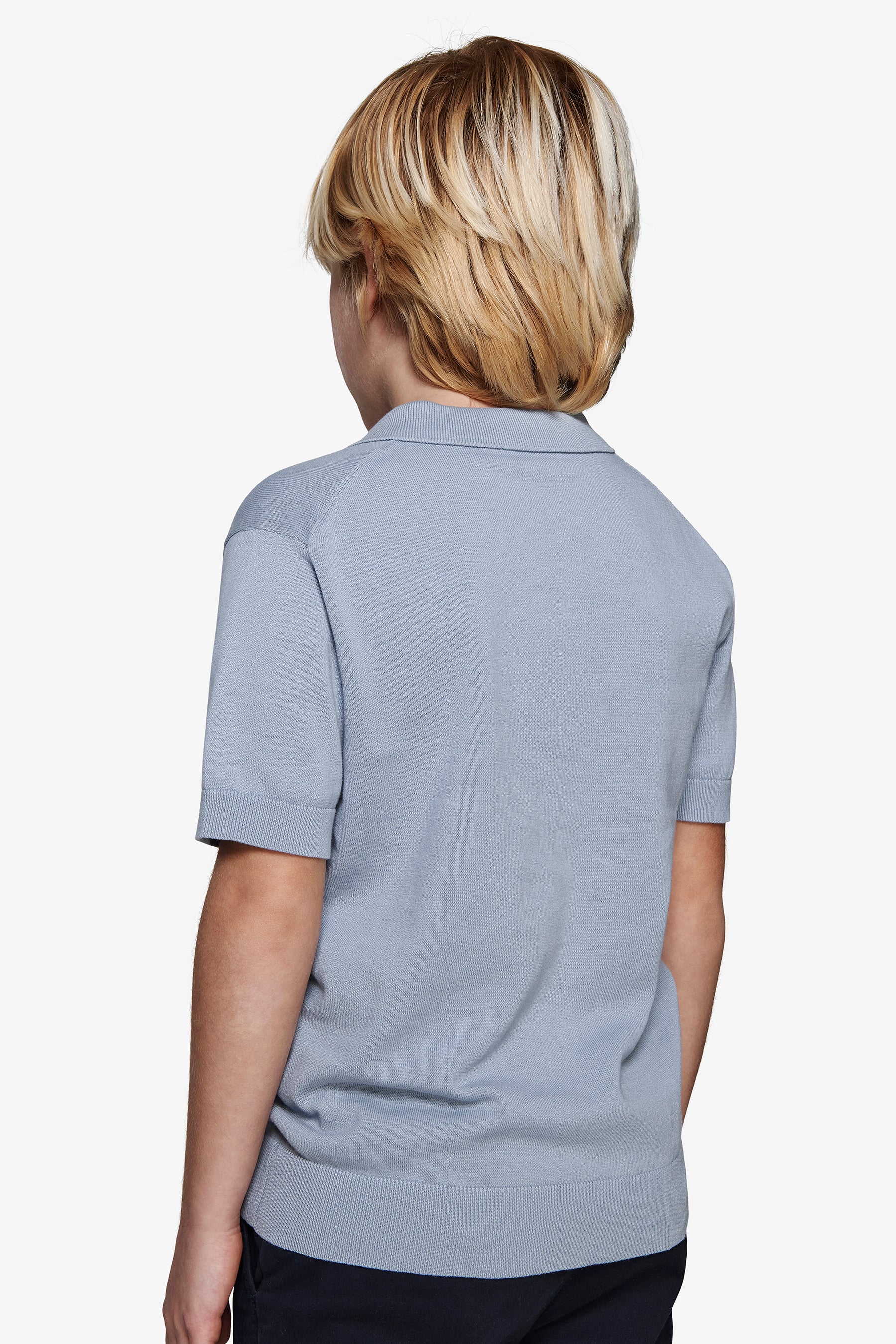 KIDS Light blue brushed cotton knit polo