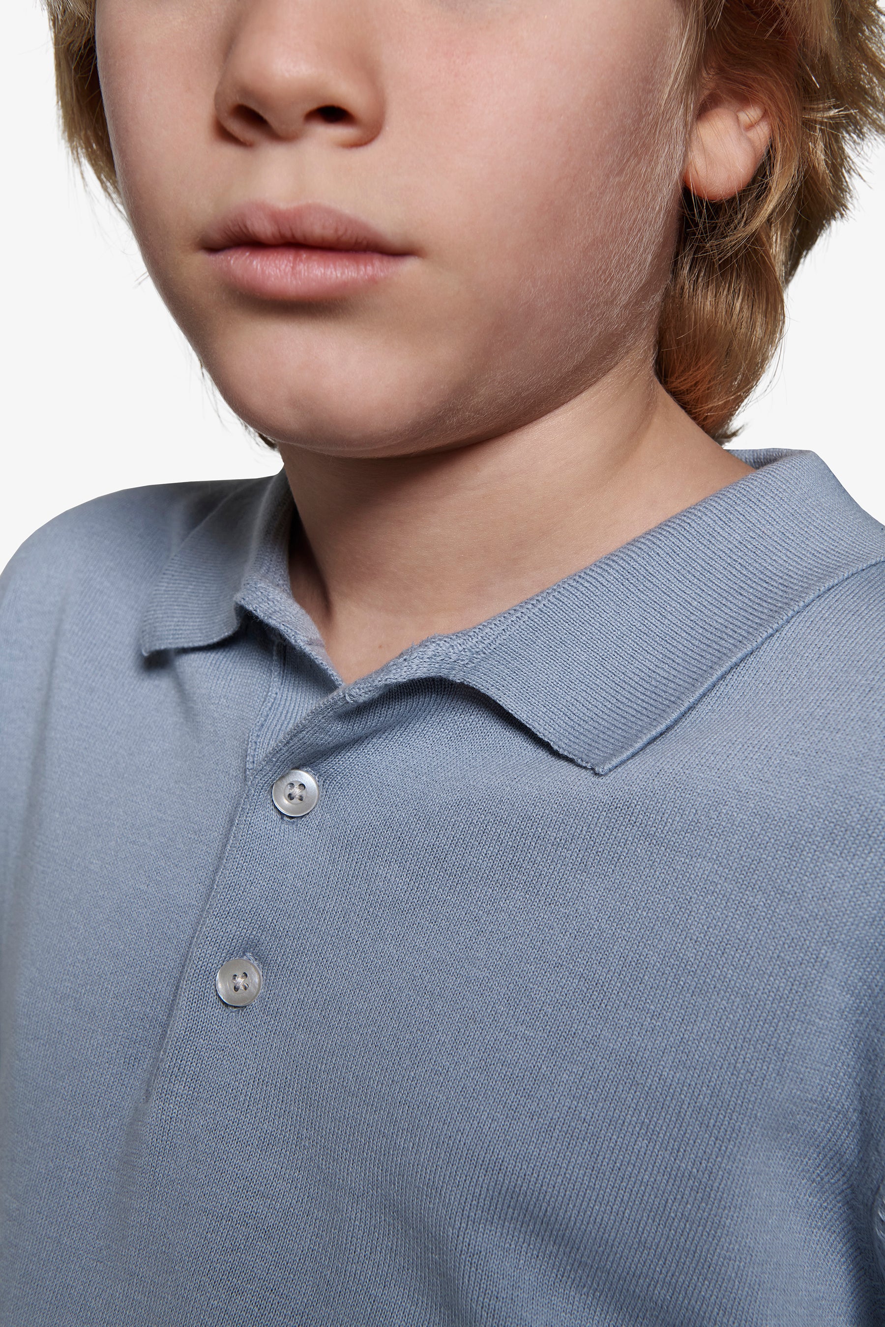 Polo de punto de algodón rasurado celeste Kids