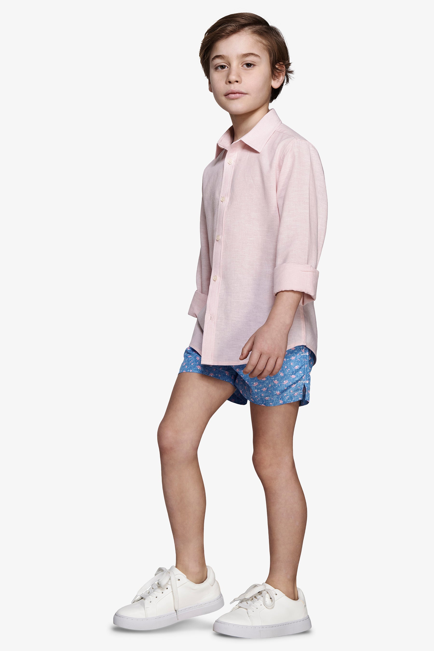 Camicia misto lino relaxed rosa Kids-Dan John