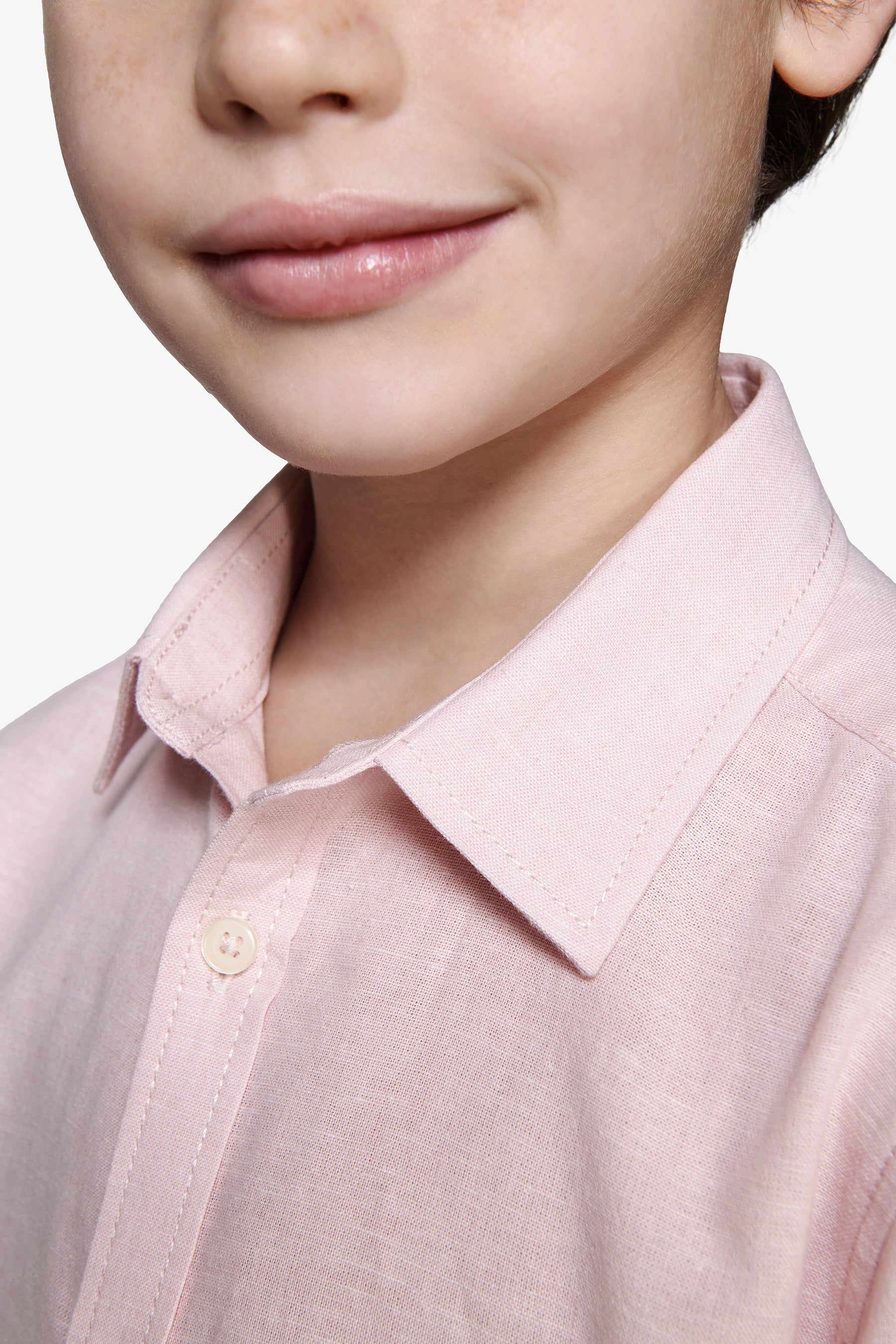 KIDS Pink relaxed linen blend shirt