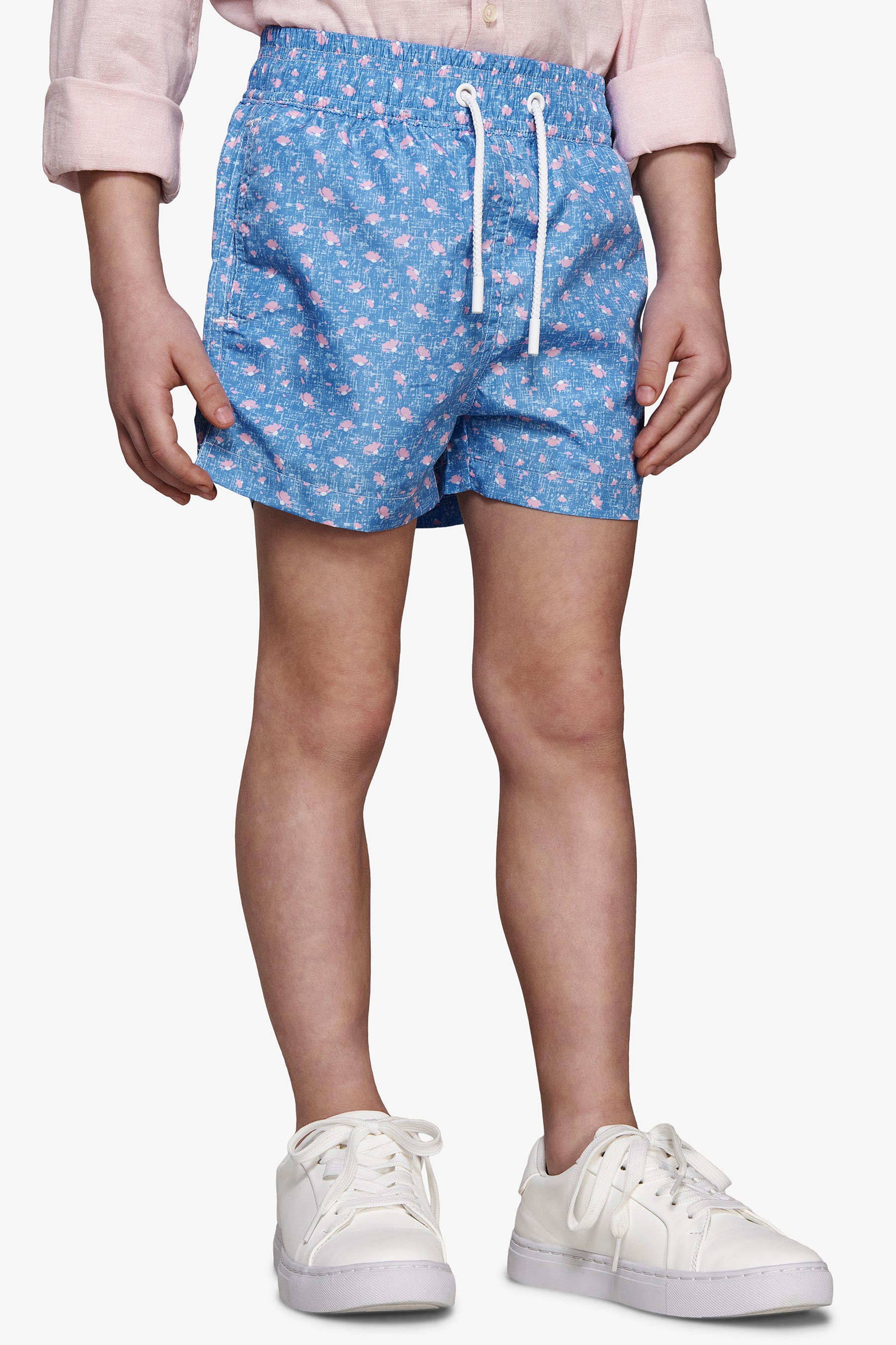 KIDS Light blue micro floral swim trunks