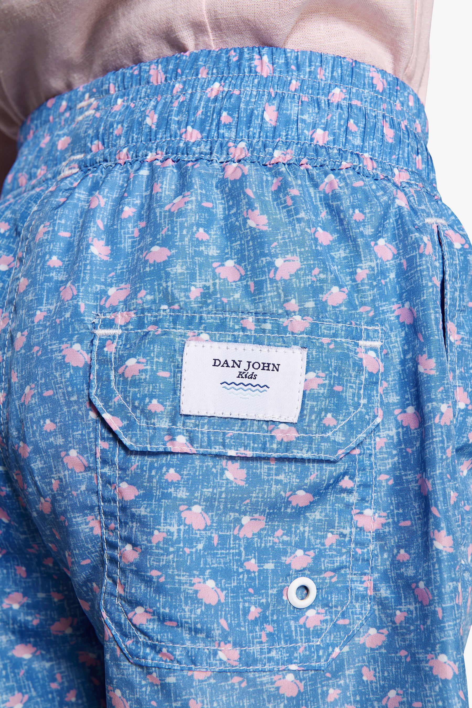 KIDS Light blue micro floral swim trunks