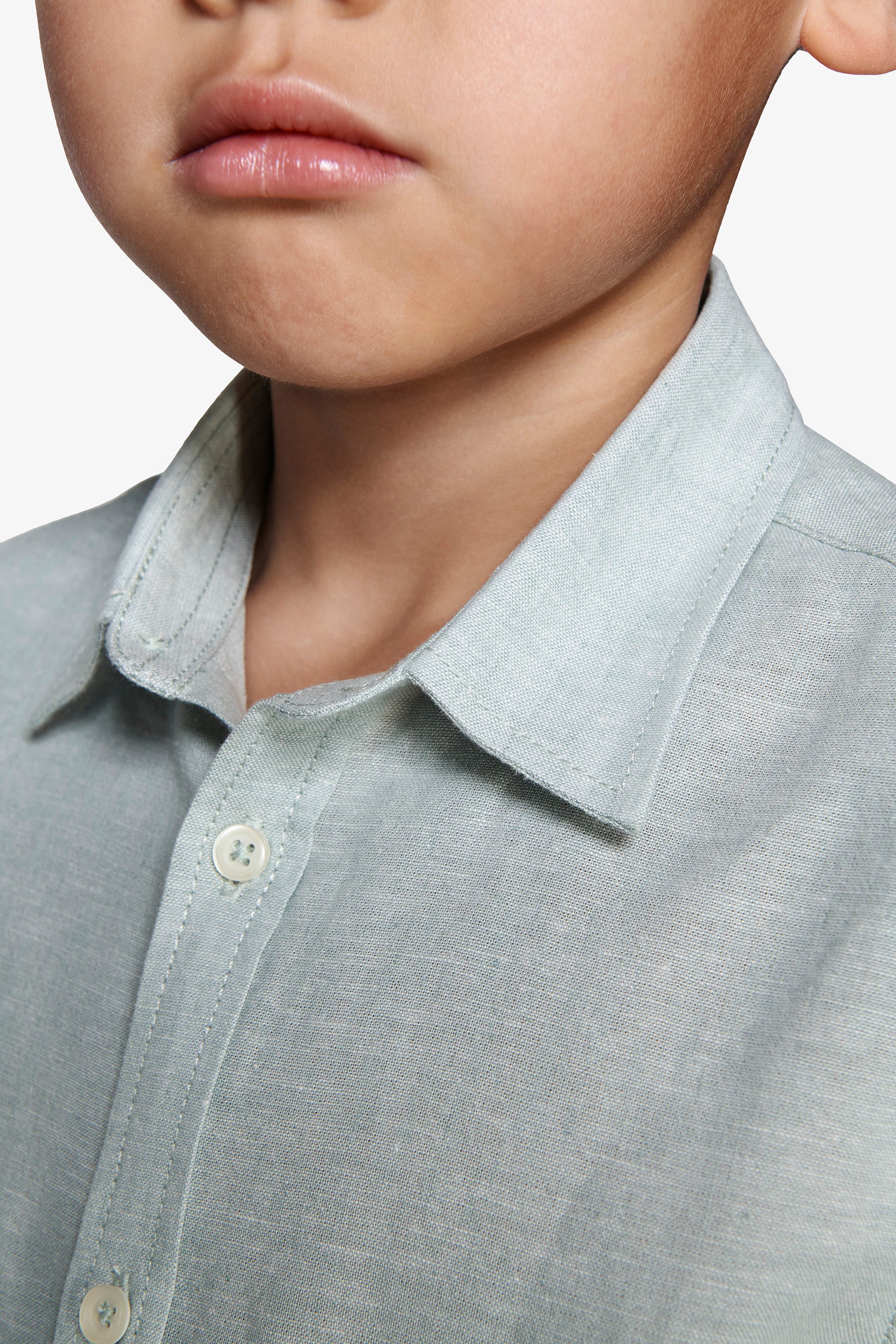 KIDS Sage relaxed linen blend shirt