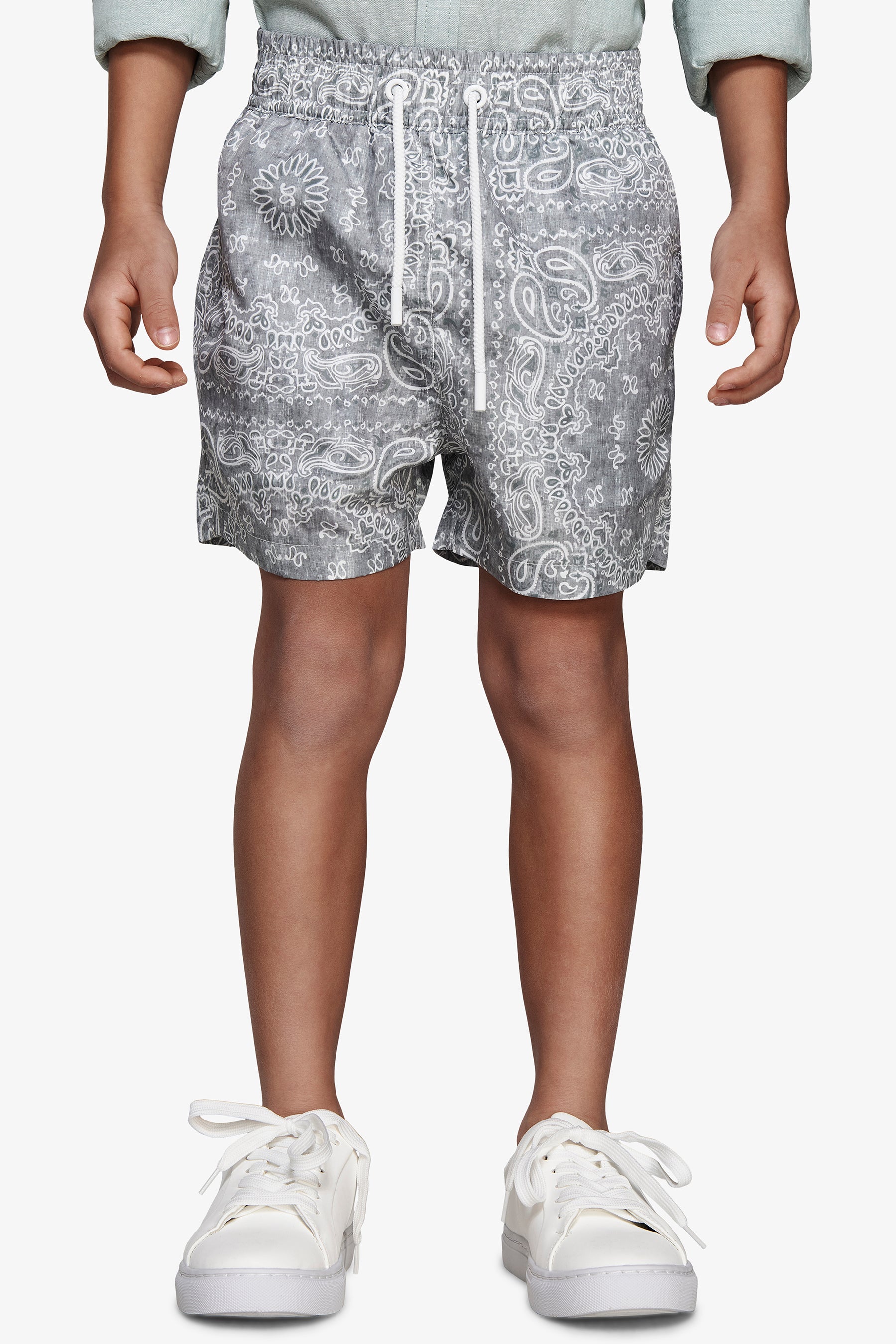 KIDS Sage floral print swim trunks