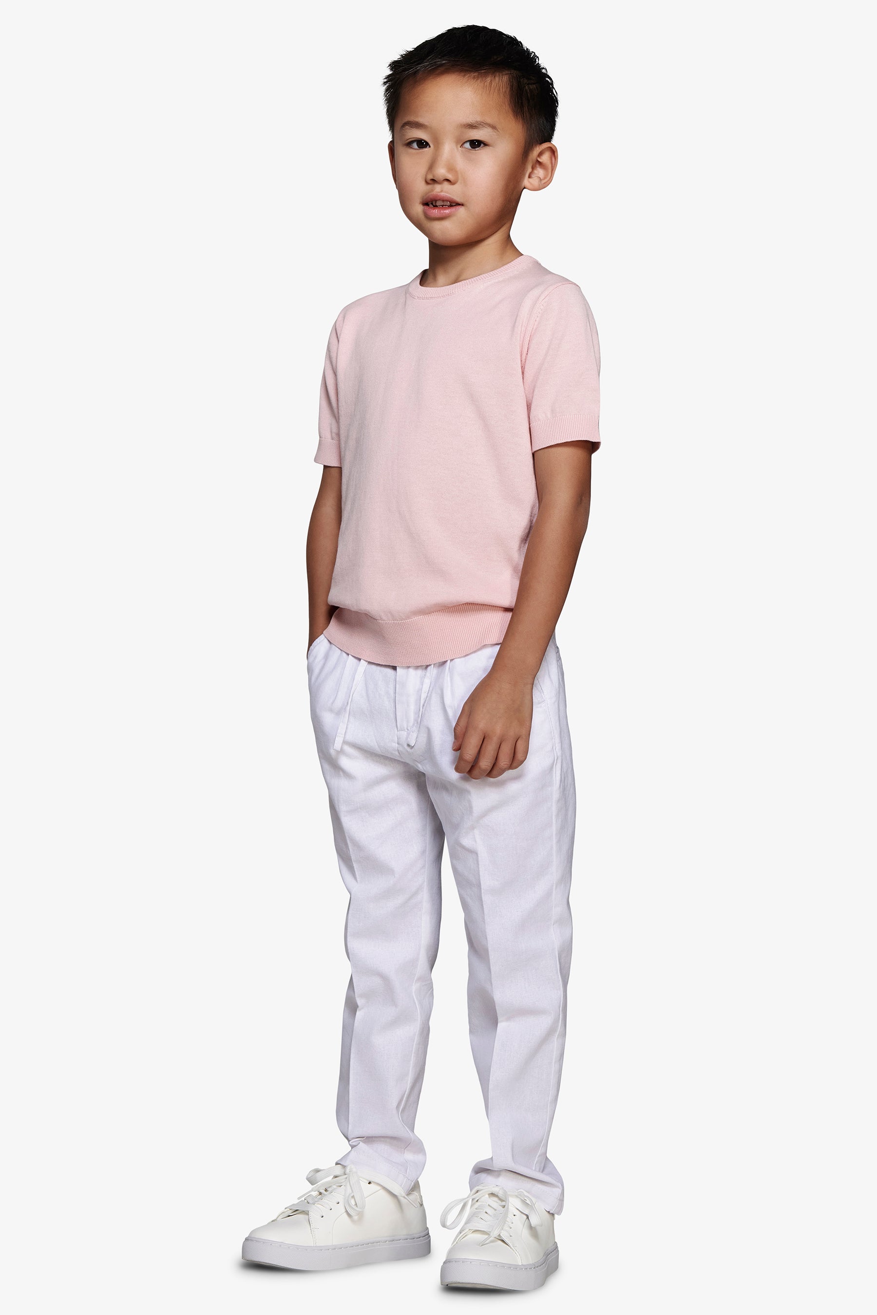 KIDS Pink brushed cotton crewneck sweater