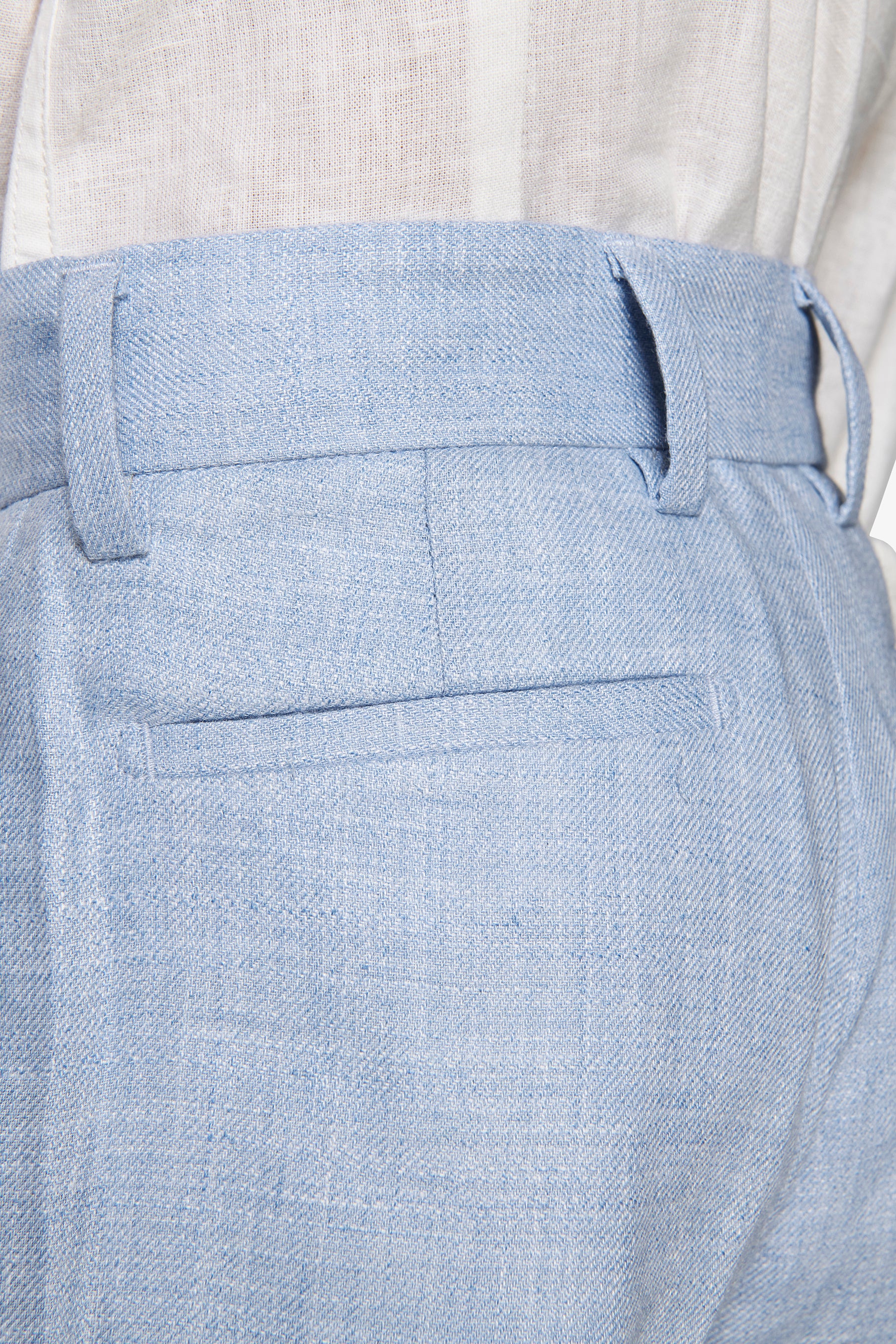 KIDS Light blue linen blend pleated Bermuda shorts