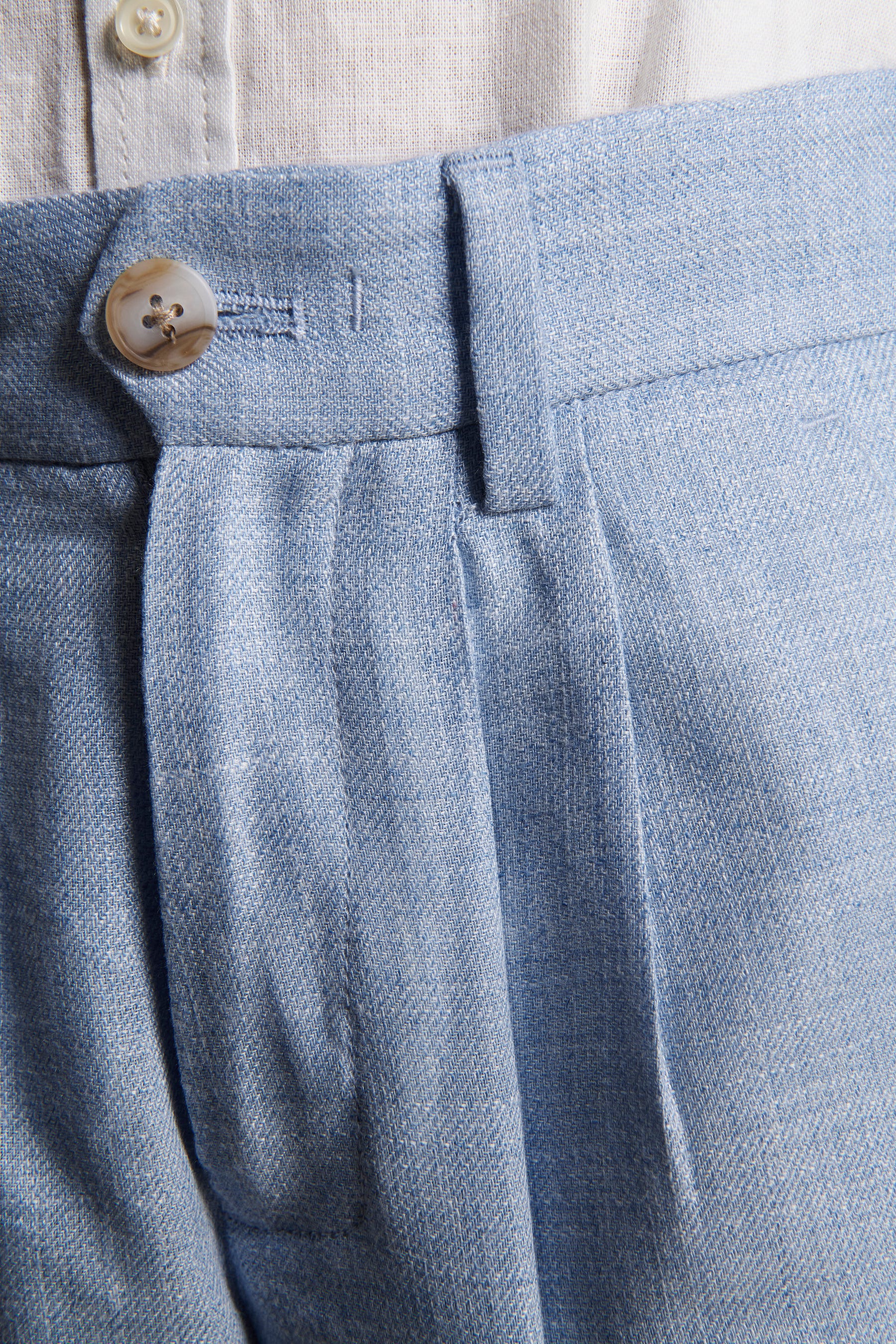 Bermuda misto lino con pinces celeste Kids