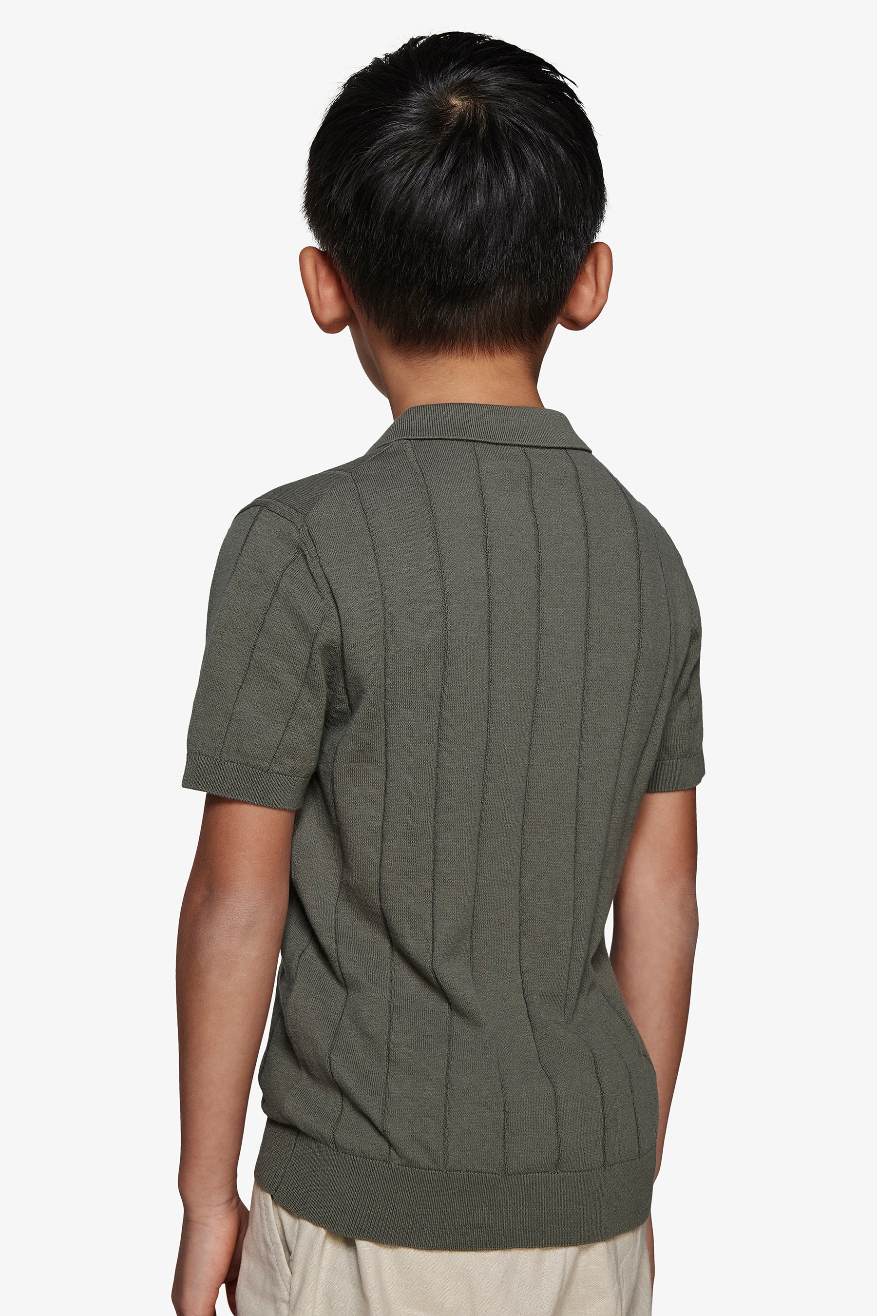 Polo in maglia costa piatta verde Kids