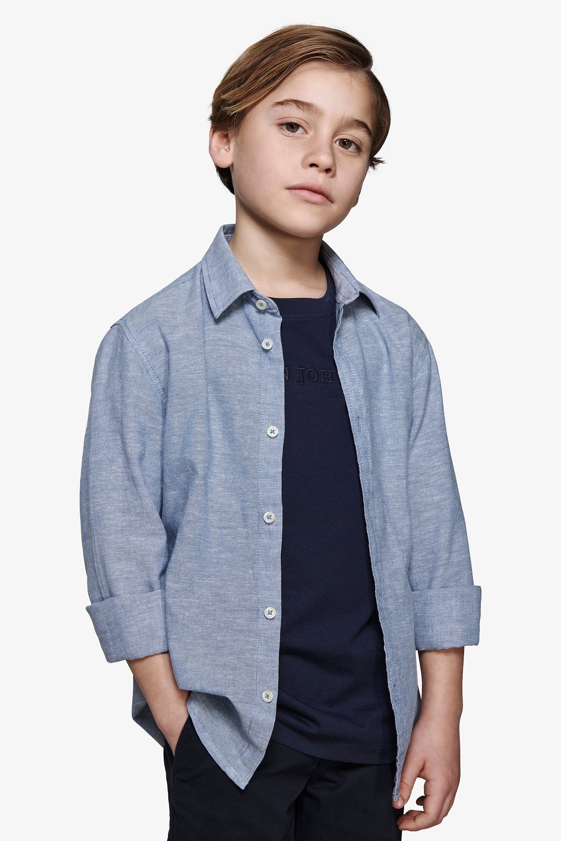 KIDS Avion relaxed linen blend shirt