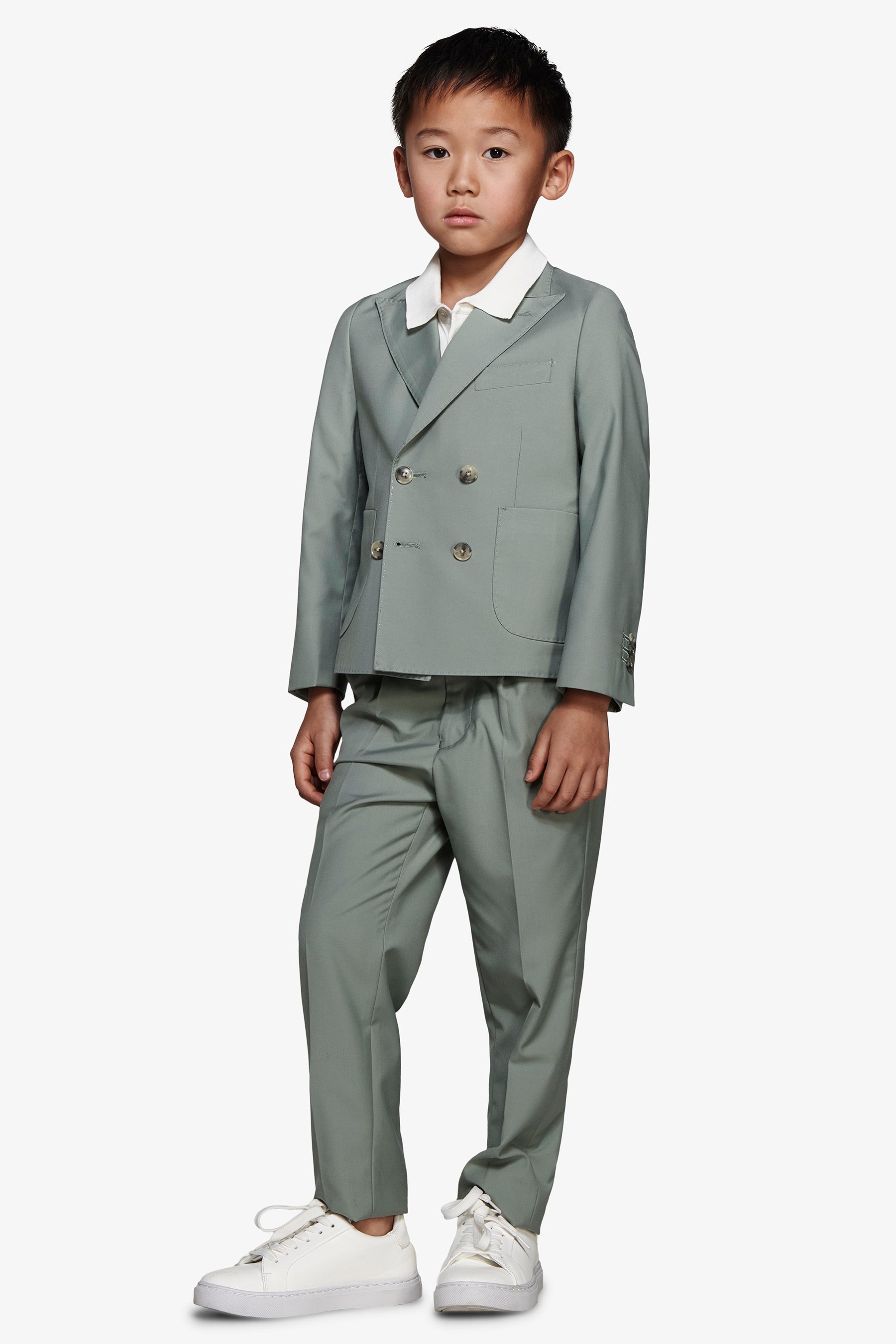 Giacca doppiopetto saia salvia Kids