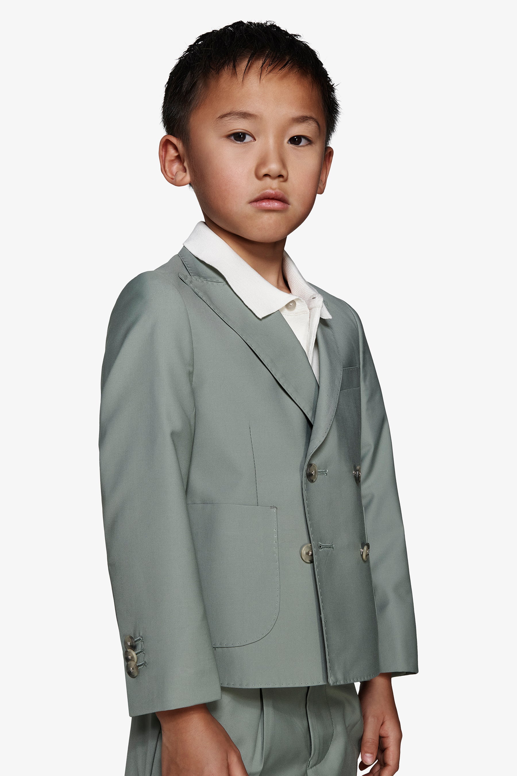Giacca doppiopetto saia salvia Kids