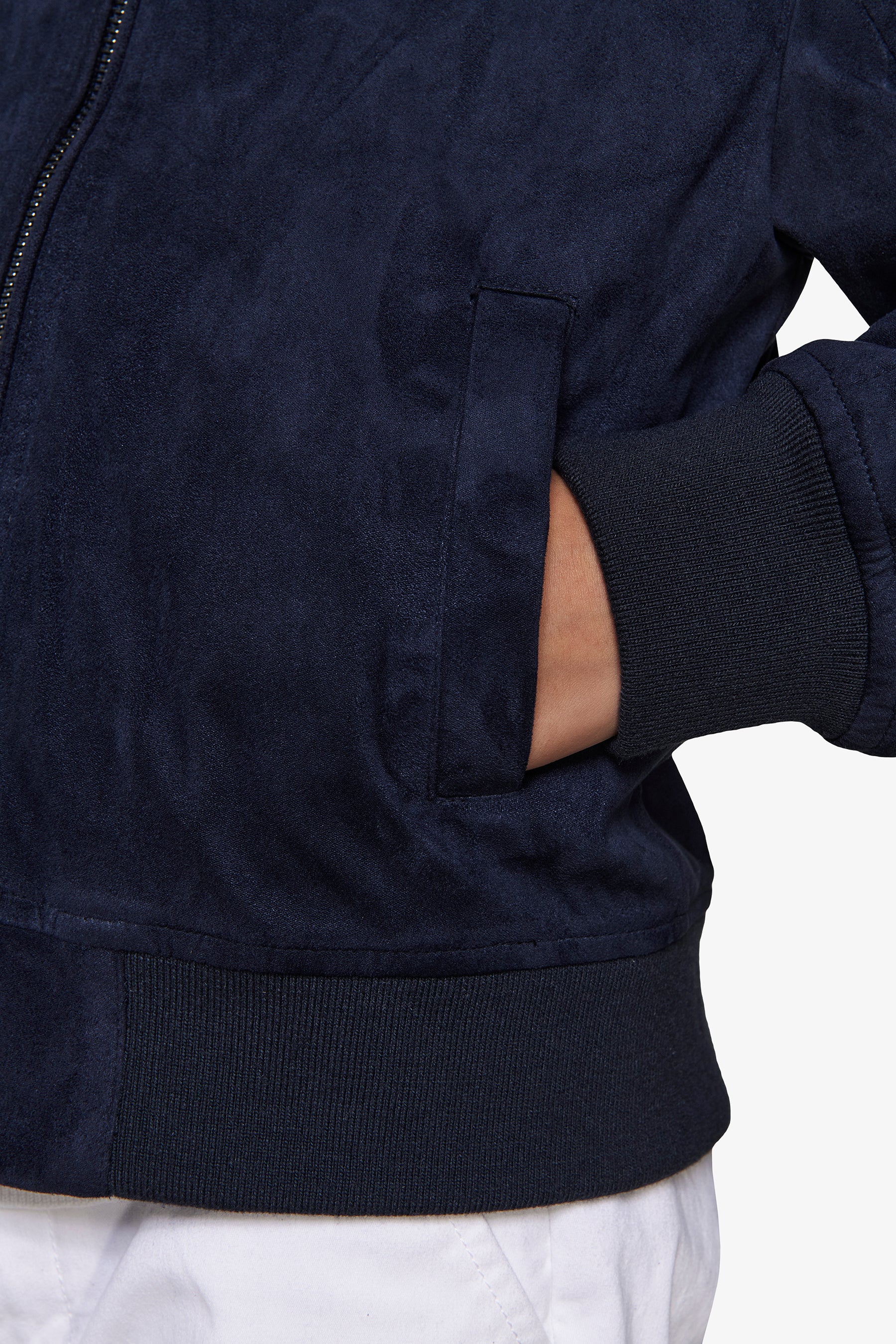 Bomber entièrement zippé bleu en simili daim Kids