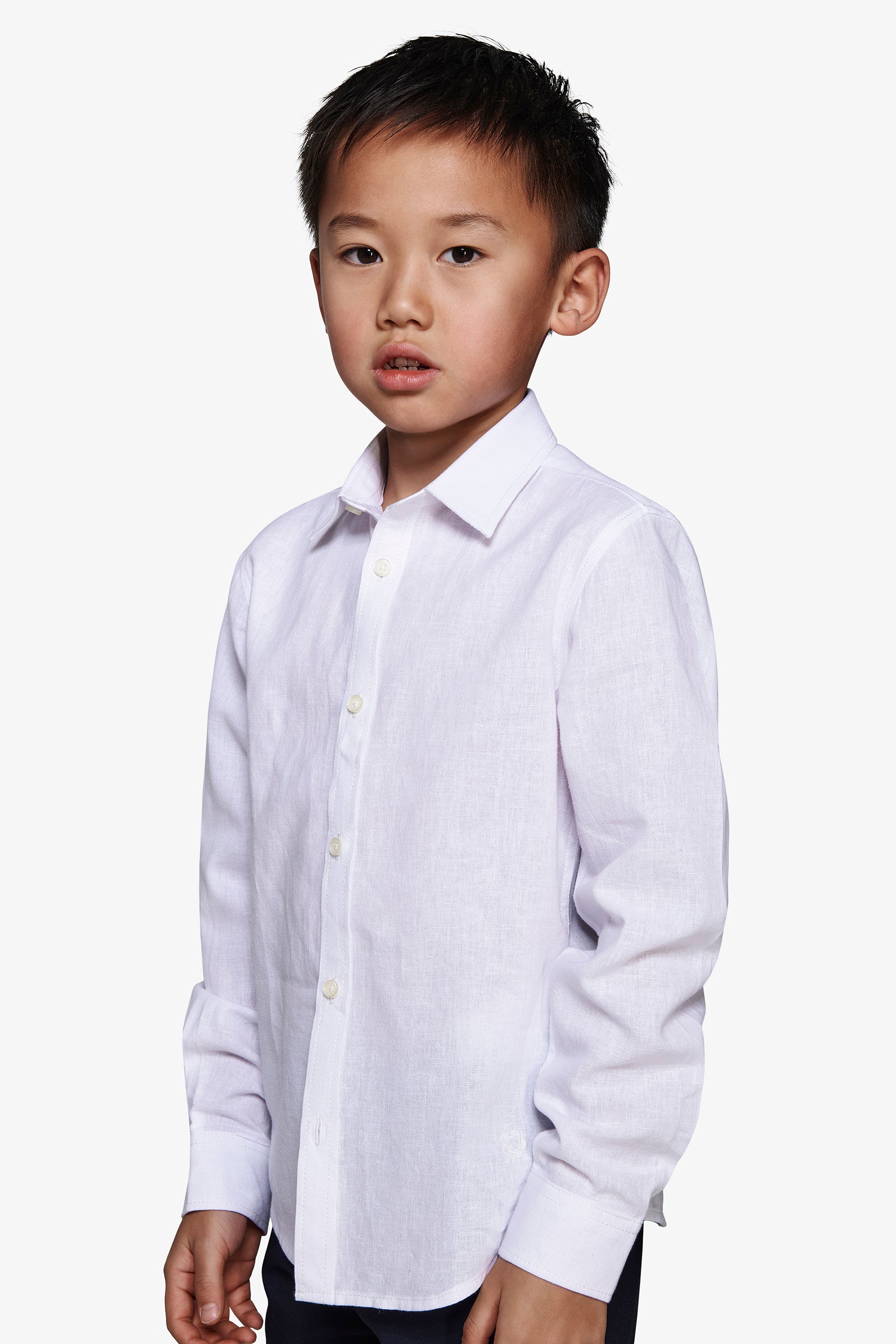 KIDS White relaxed linen blend shirt
