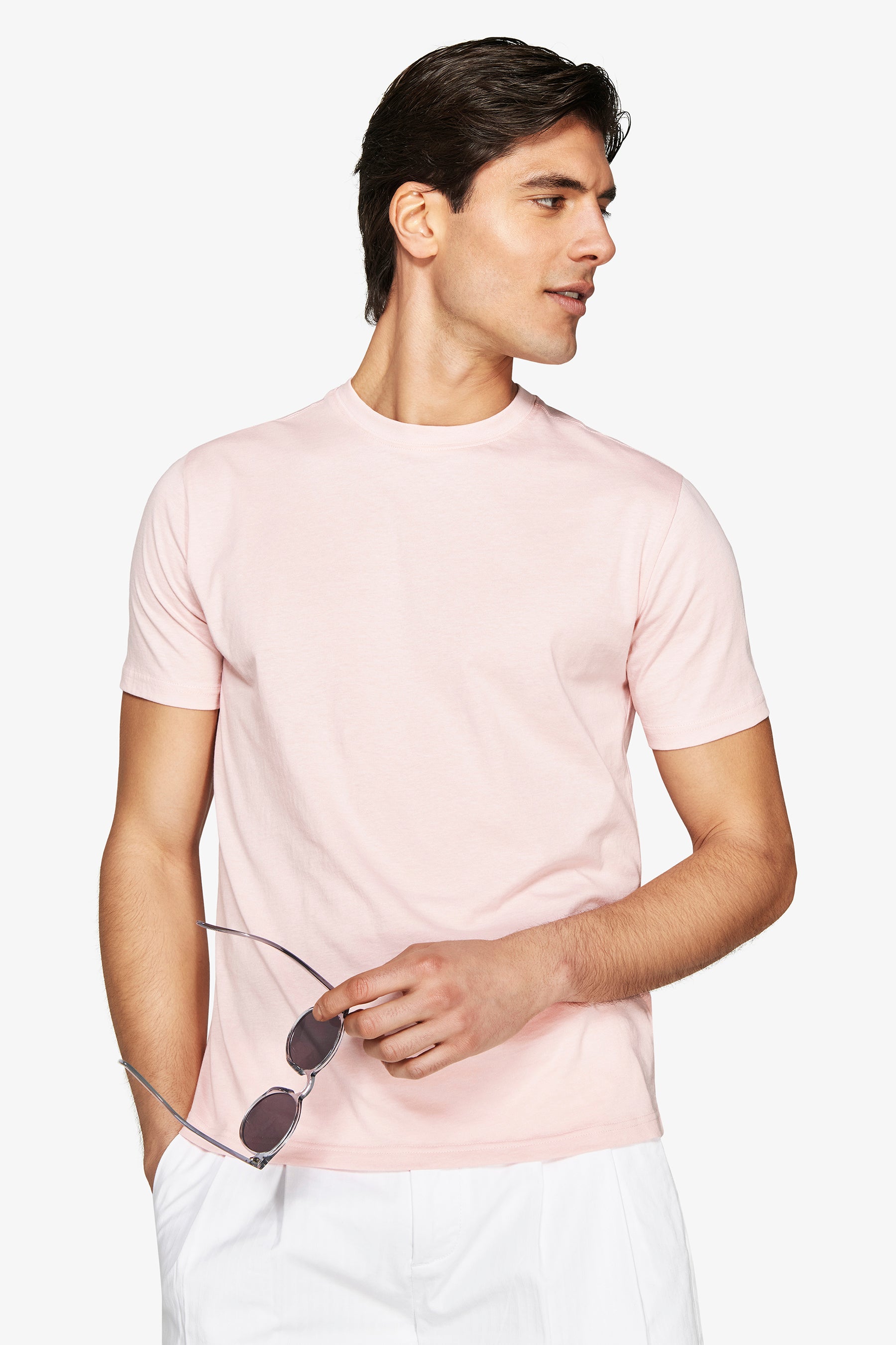 T-shirt basic in cotone leggero rosa