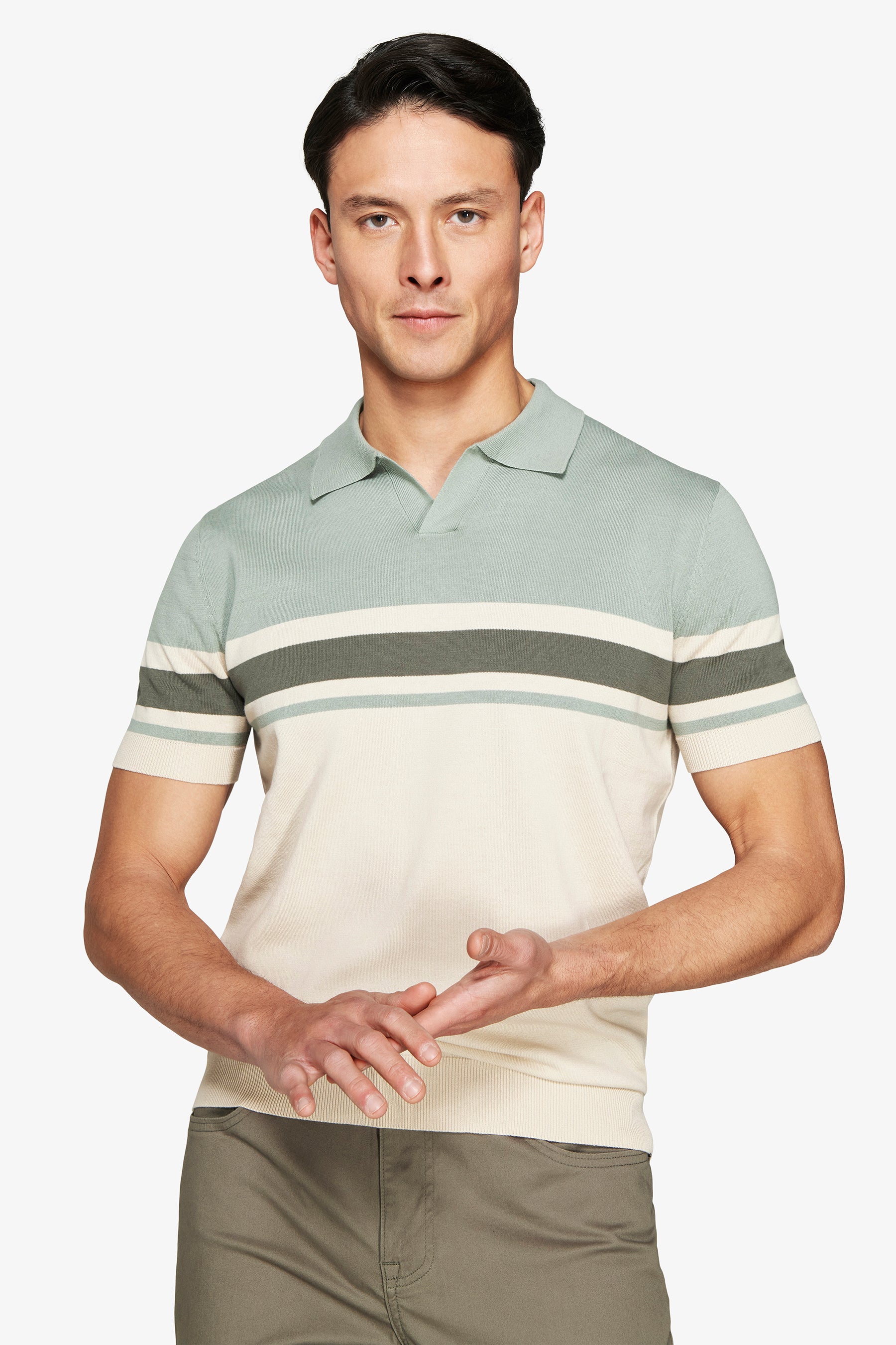 Polo in maglia a righe verde-Dan John