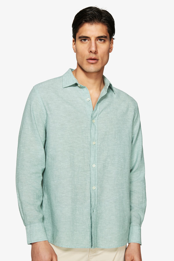Camicia misto lino relaxed salvia-Dan John