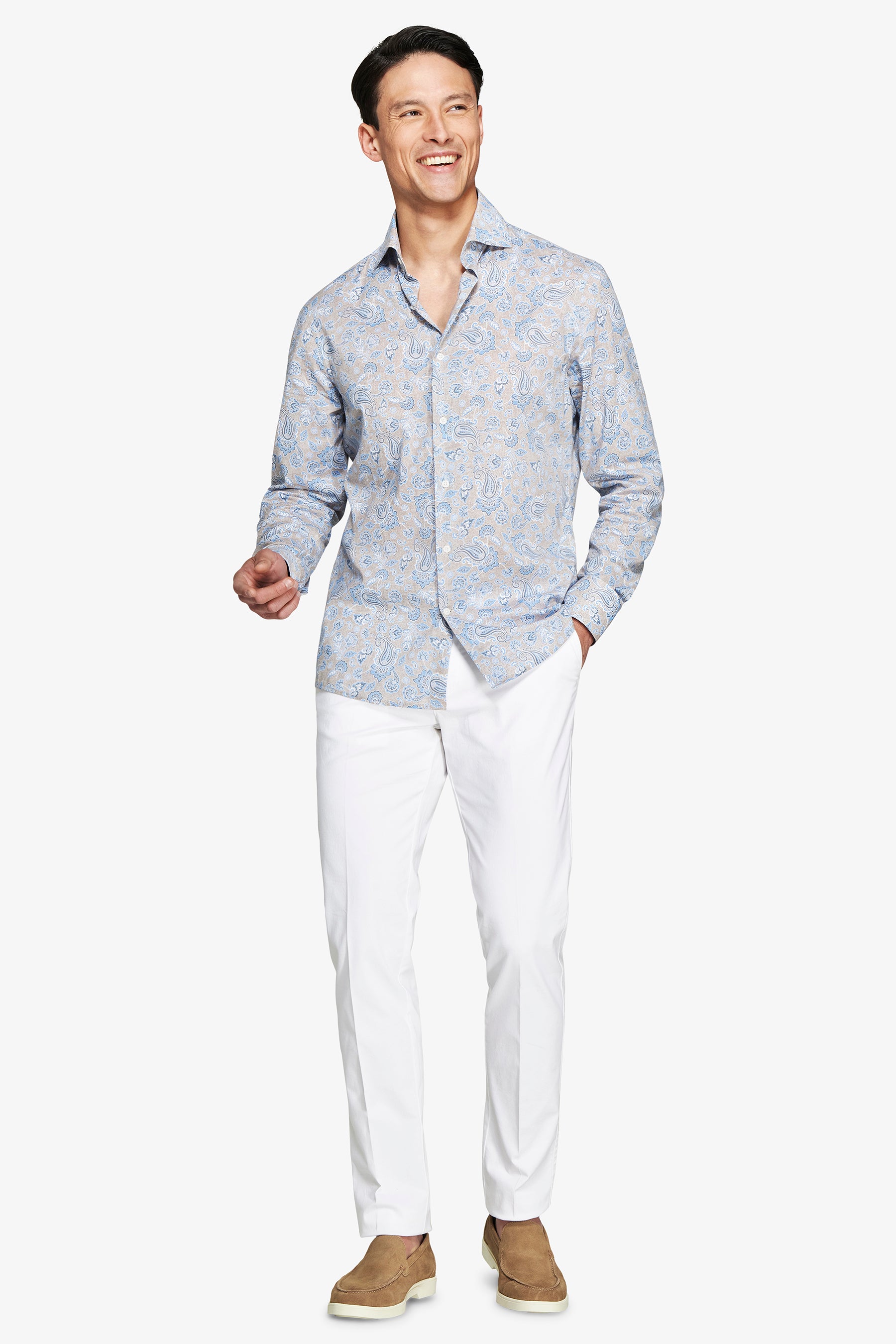 Taupe all over print shirt