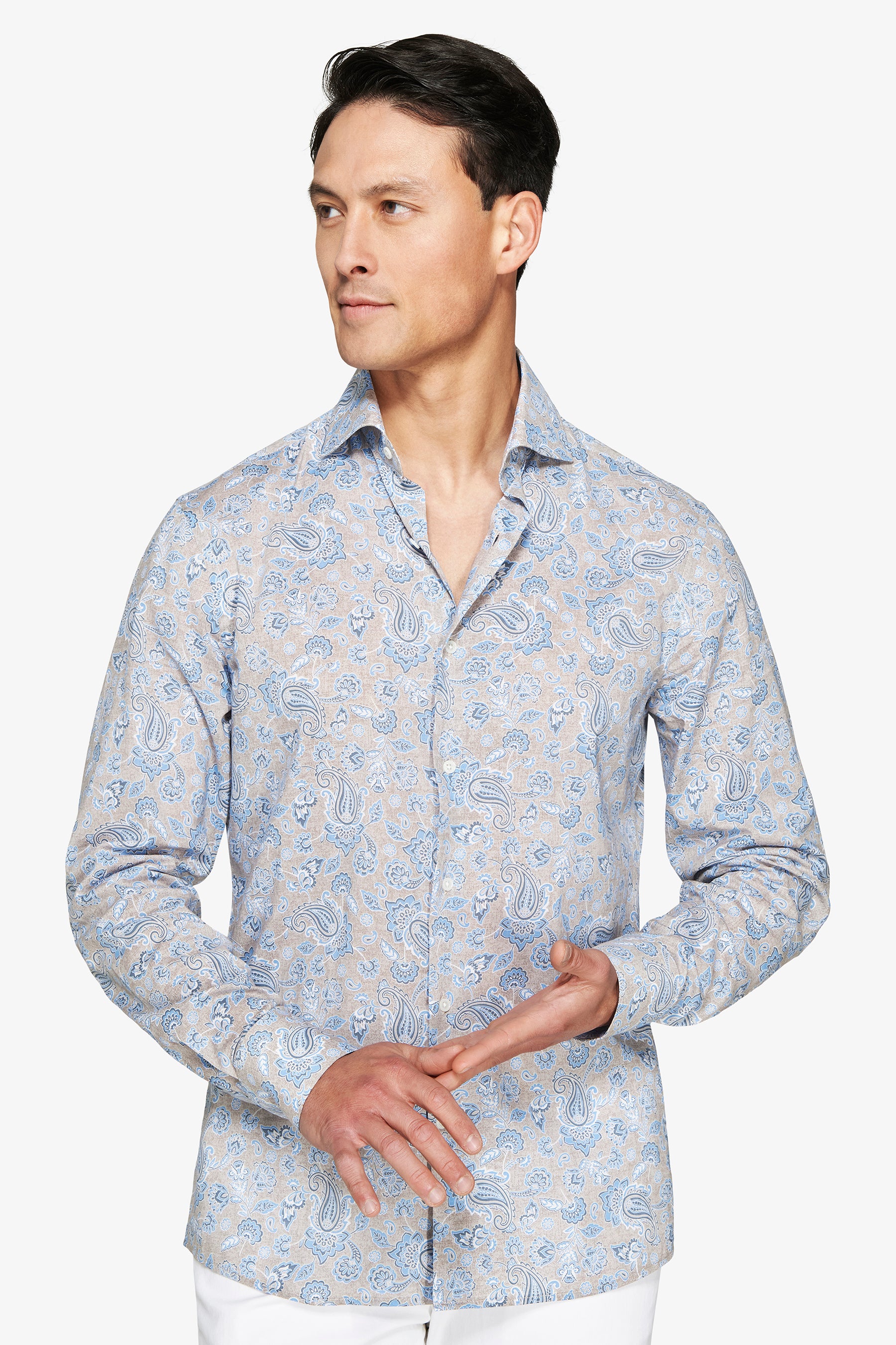 Taupe all over print shirt