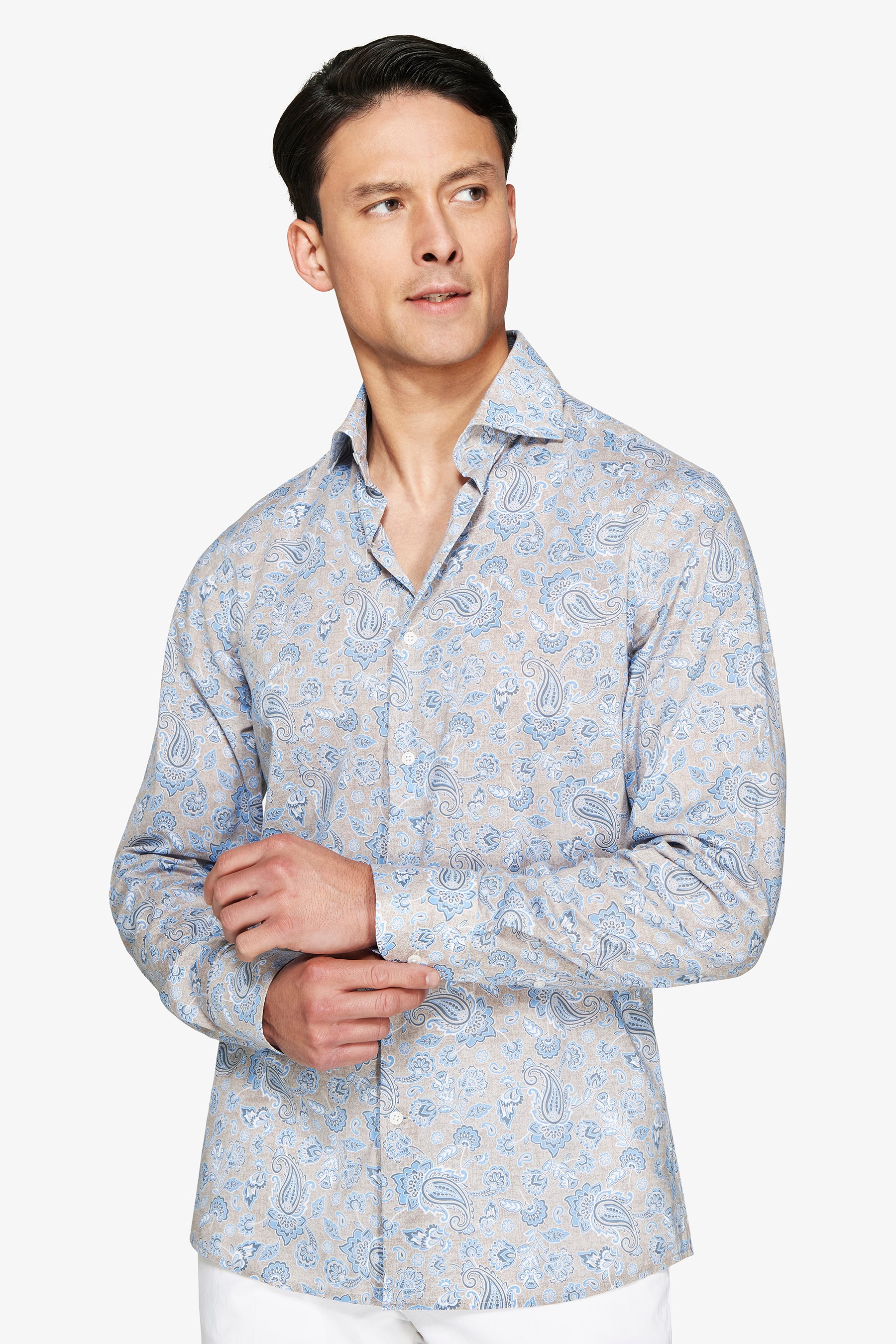 Taupe all over print shirt