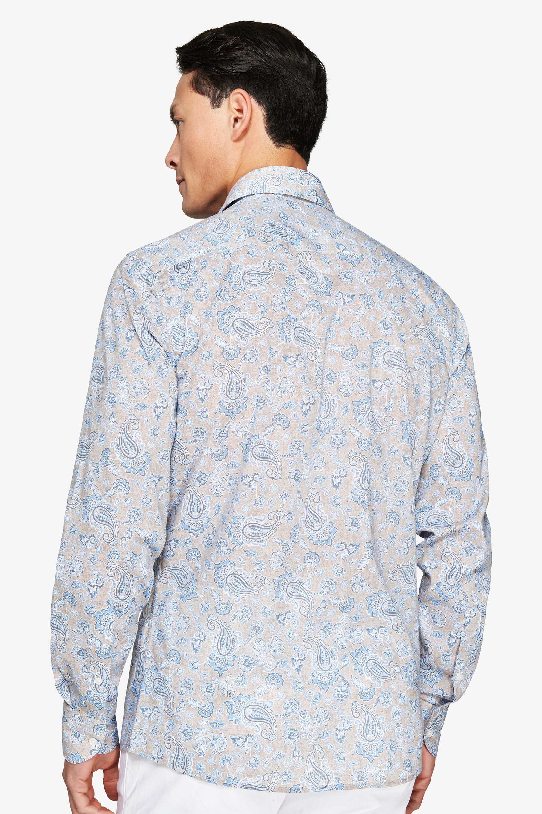 Taupe all over print shirt