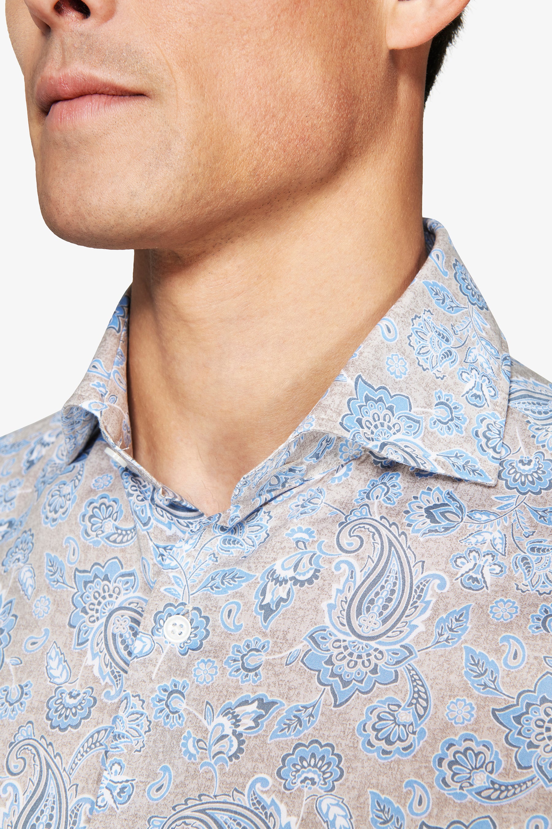 Taupe all over print shirt