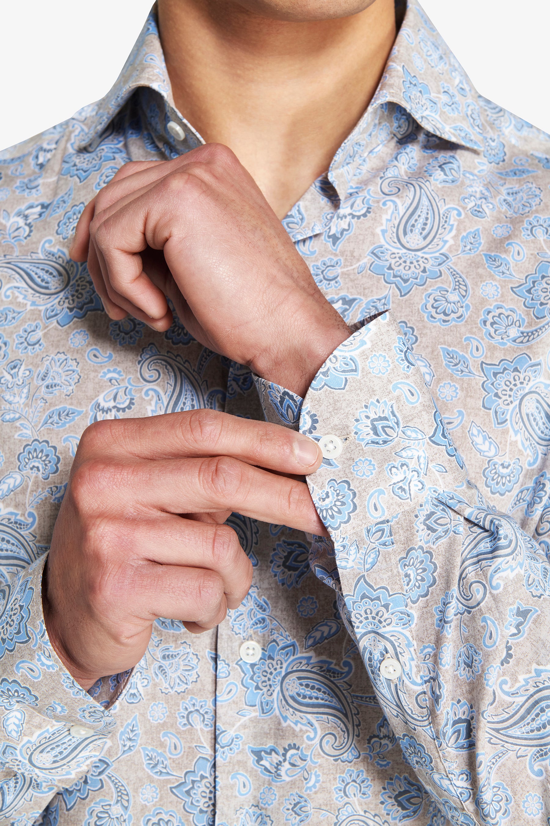 Taupe all over print shirt