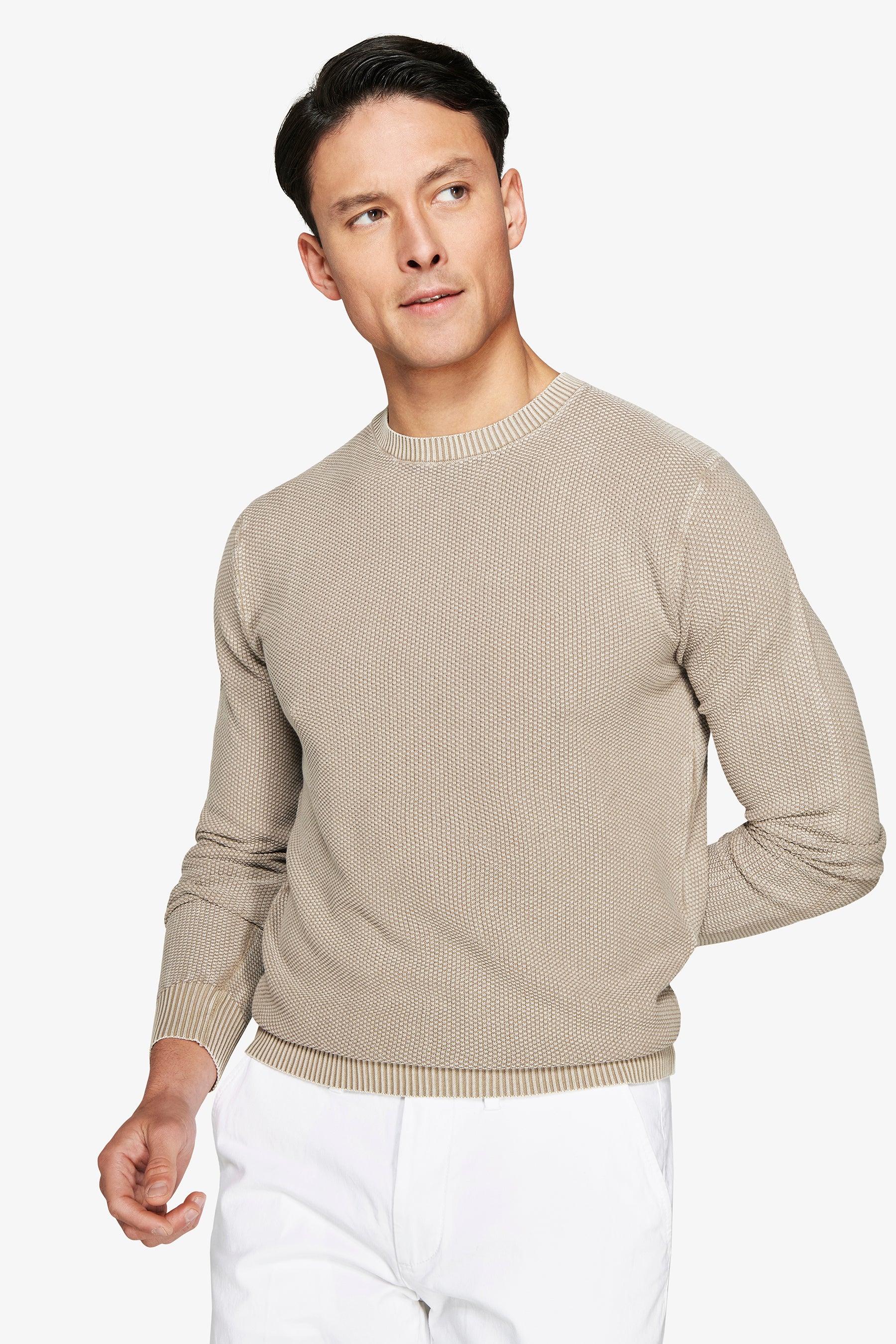 Maglia girocollo chicco riso tortora-Dan John