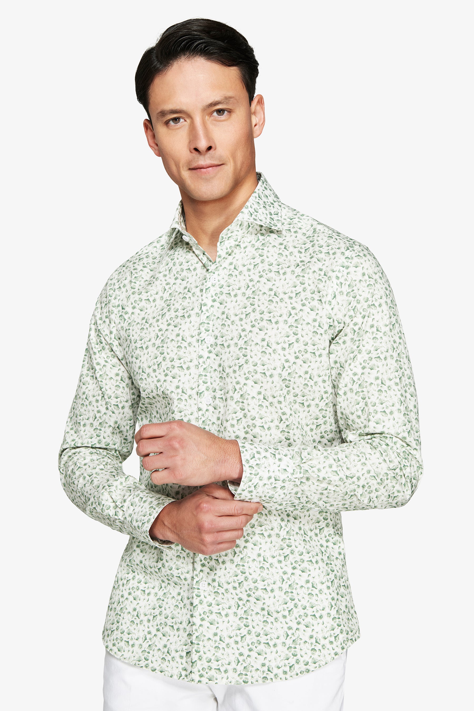 Sage floral pattern shirt