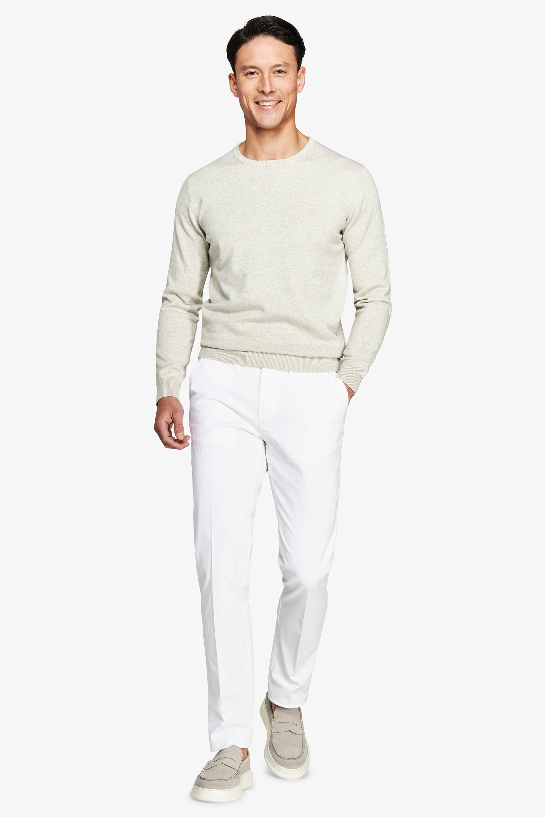 Jersey de cuello redondo básico gris rot