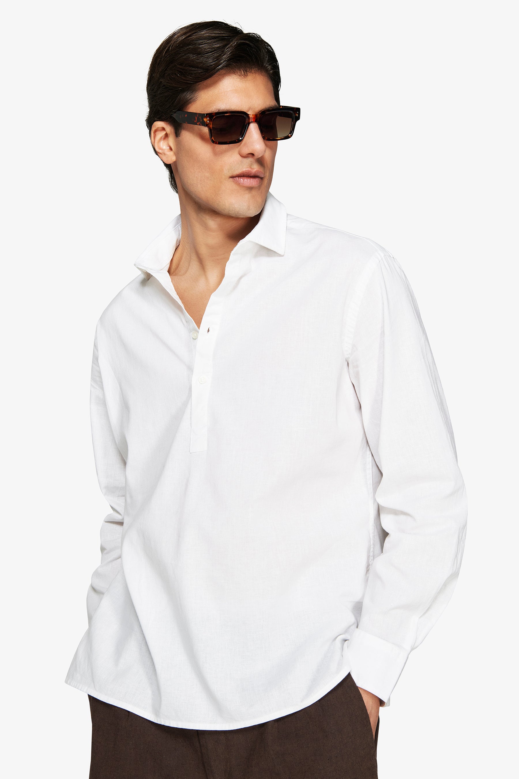 VOLUME White linen blend chester shirt