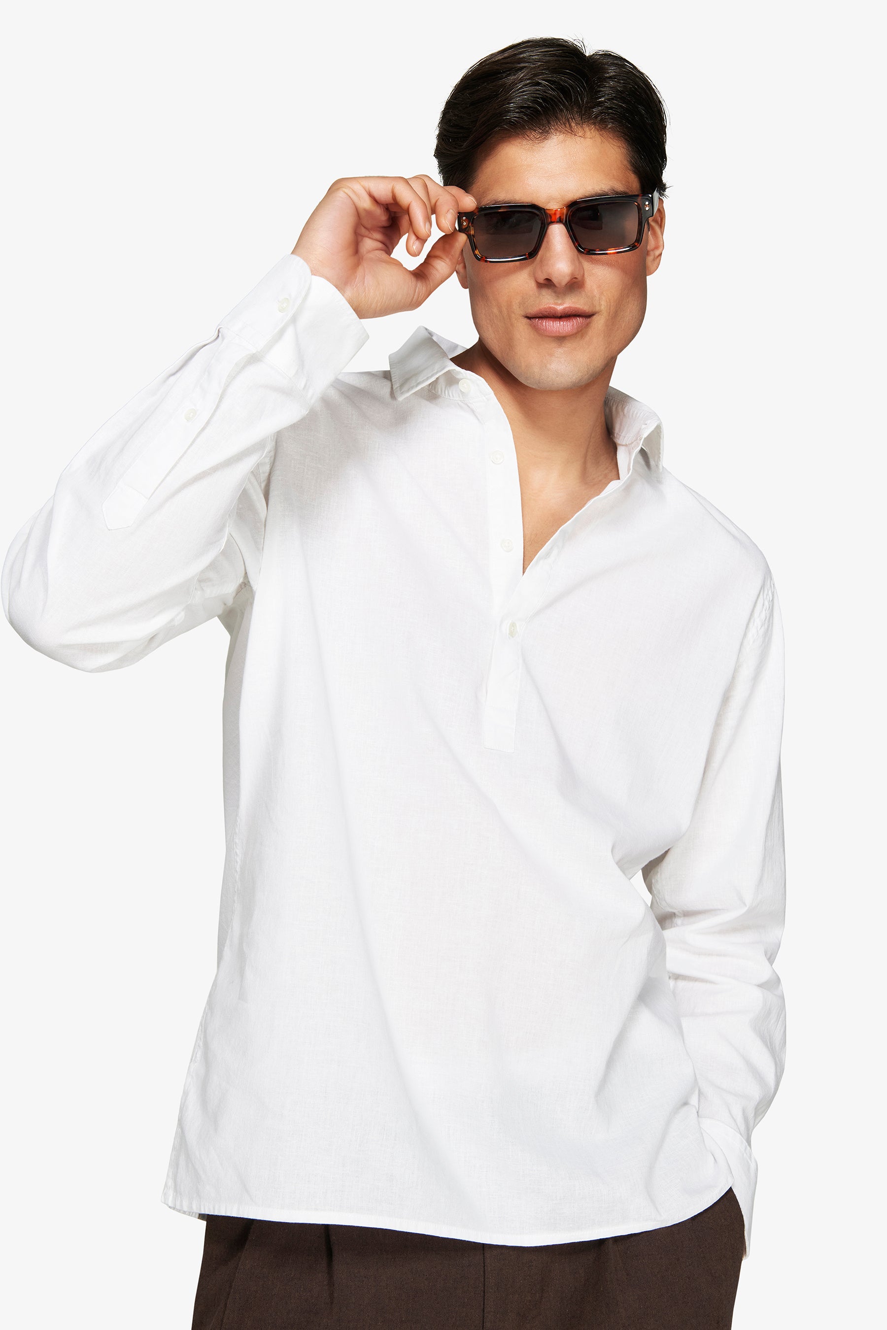 VOLUME White linen blend chester shirt