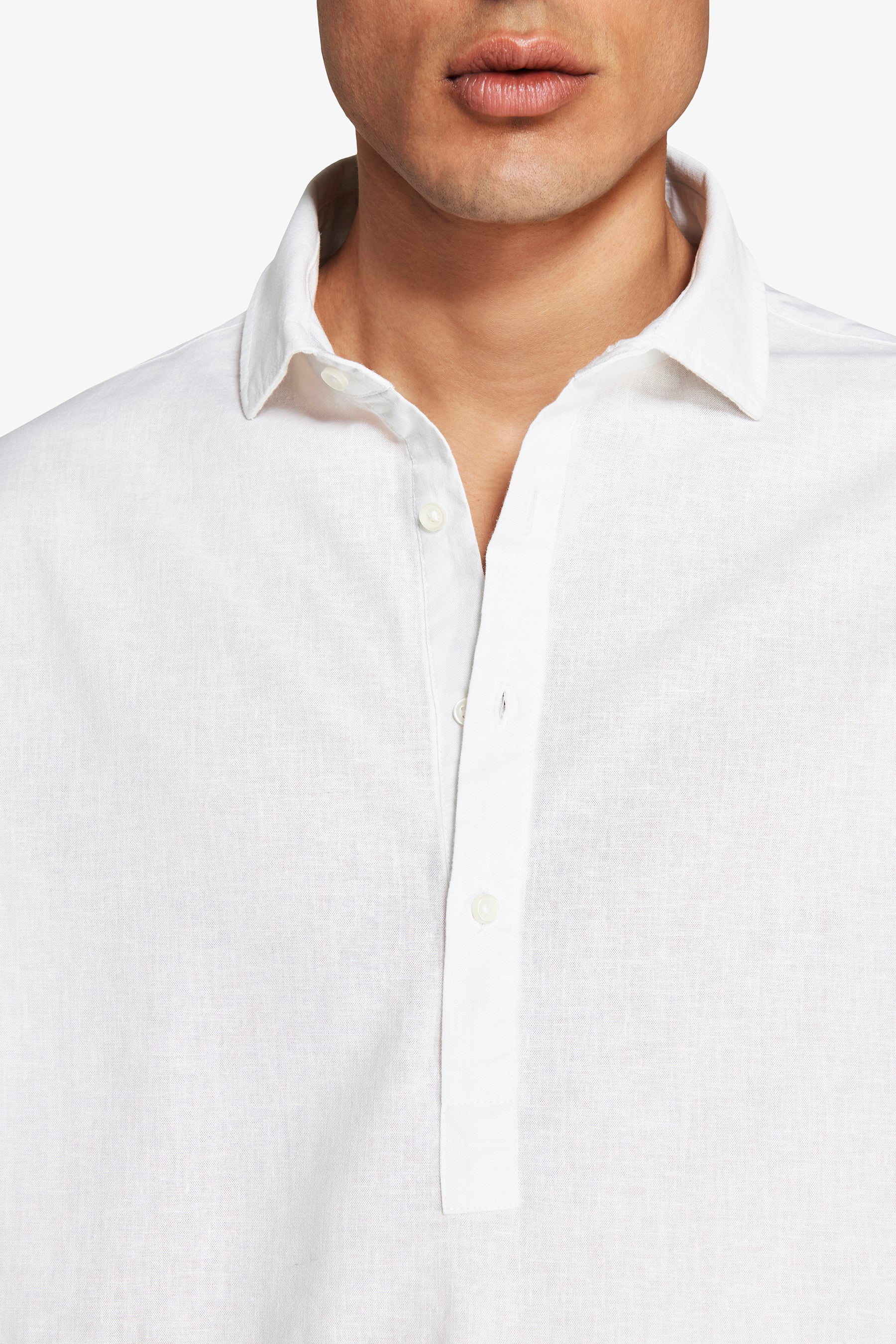Camisa mezcla de lino chester blanca 