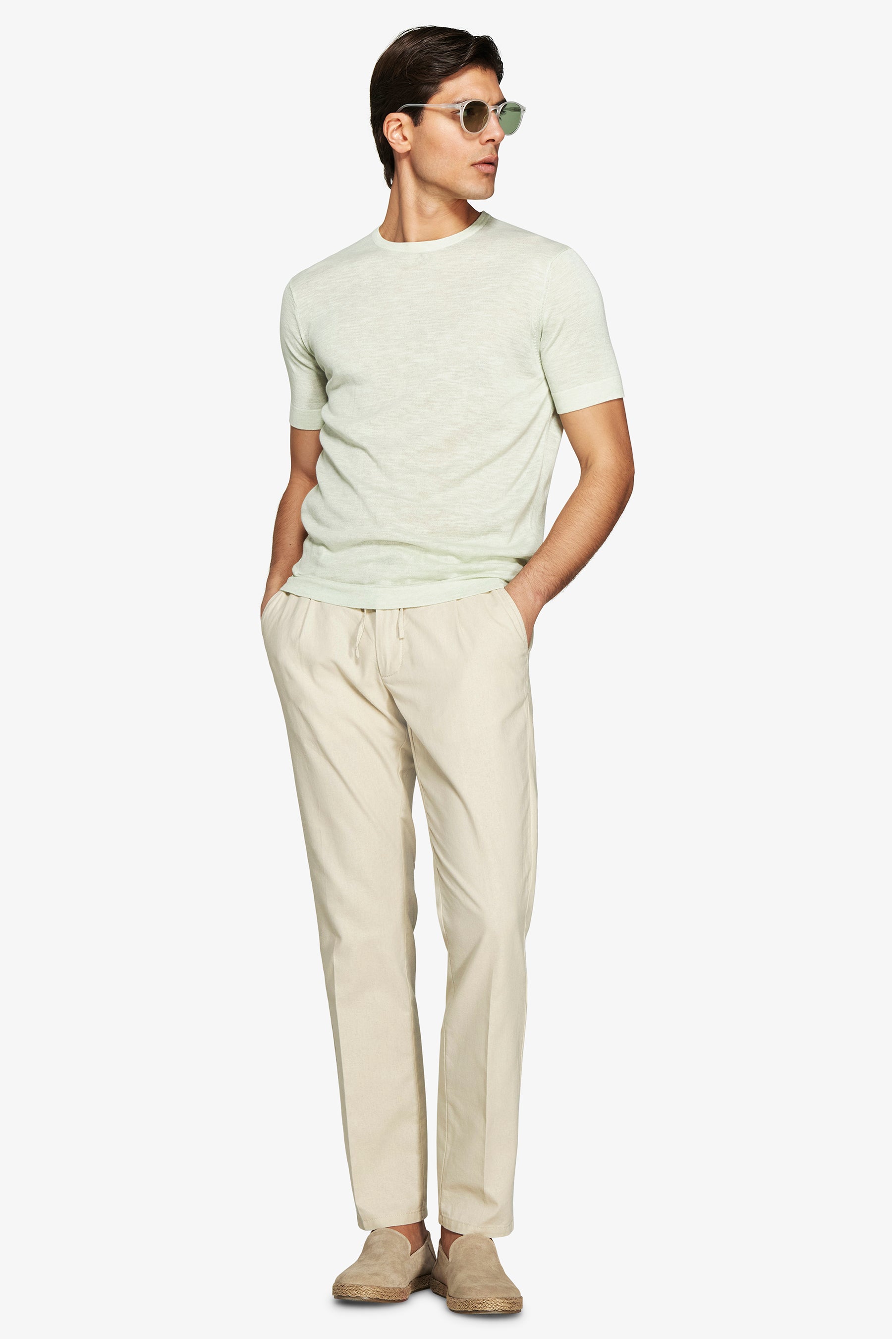 Sage linen blend crewneck knit