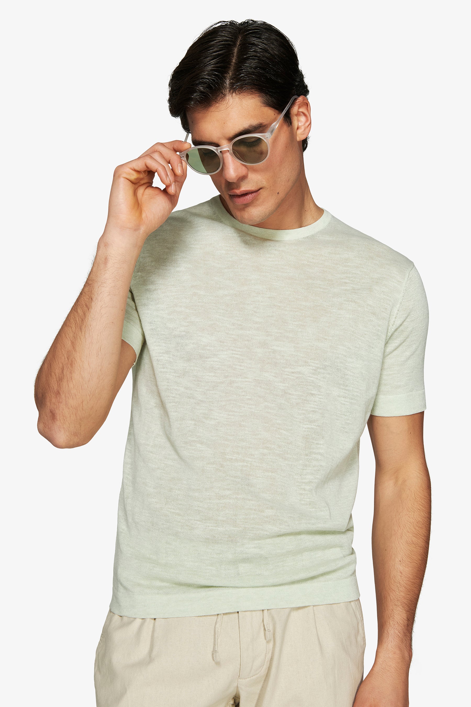 Sage linen blend crewneck knit
