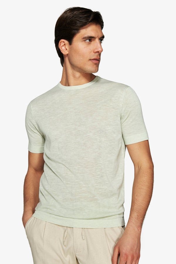Sage linen blend crewneck knit