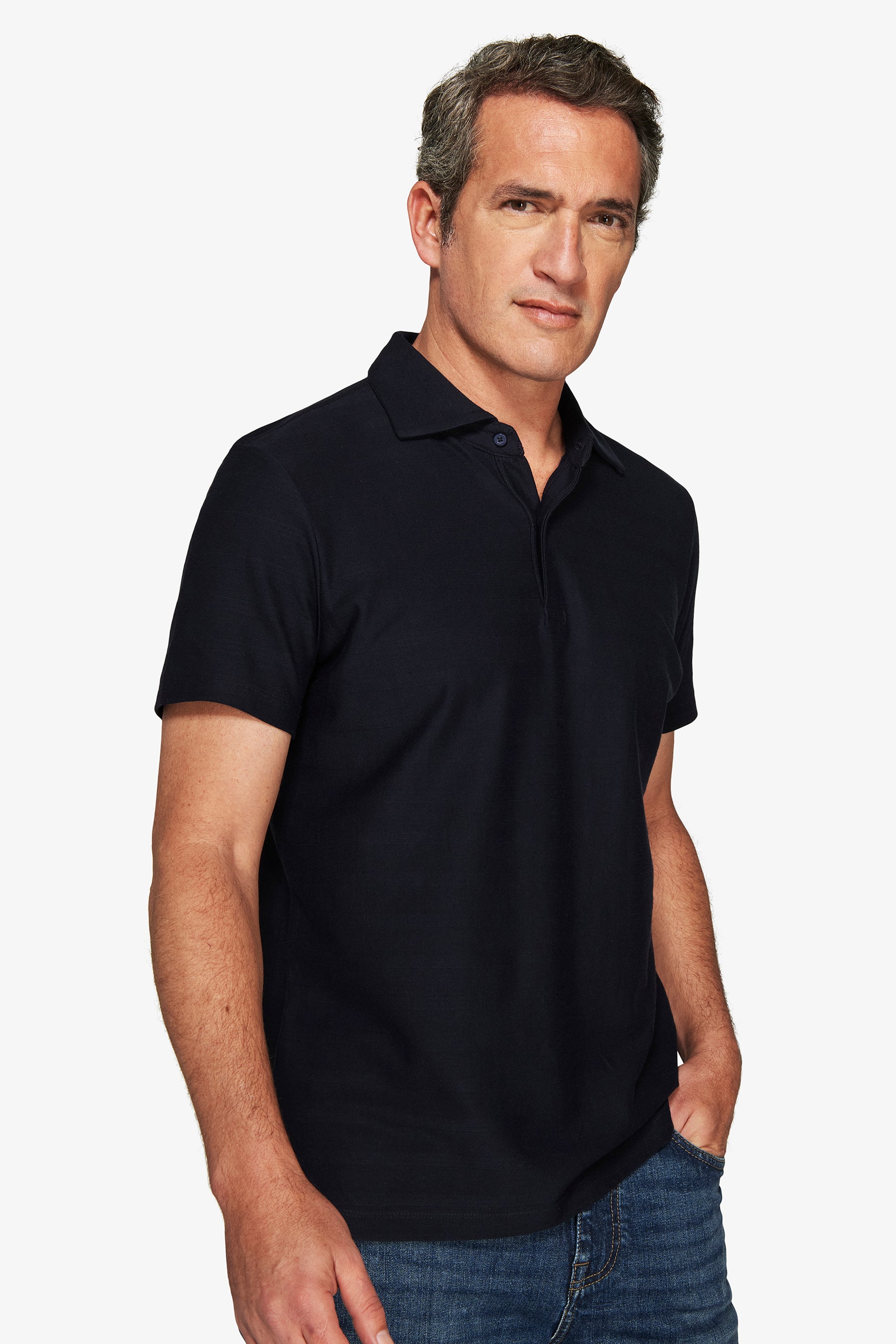 Poloshirt aus verstärktem Jersey in Blau