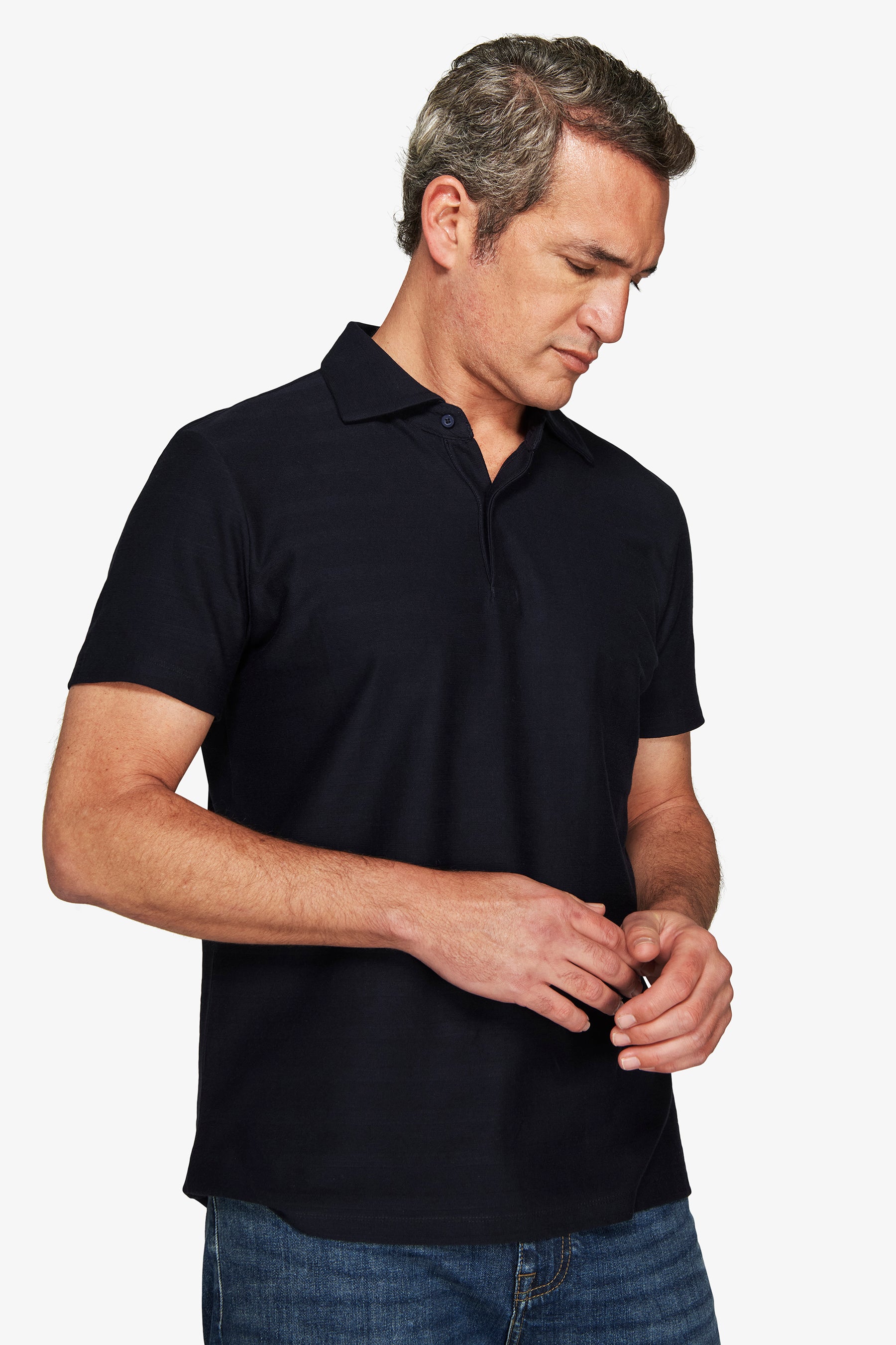 Polo de jersey texturizado azul