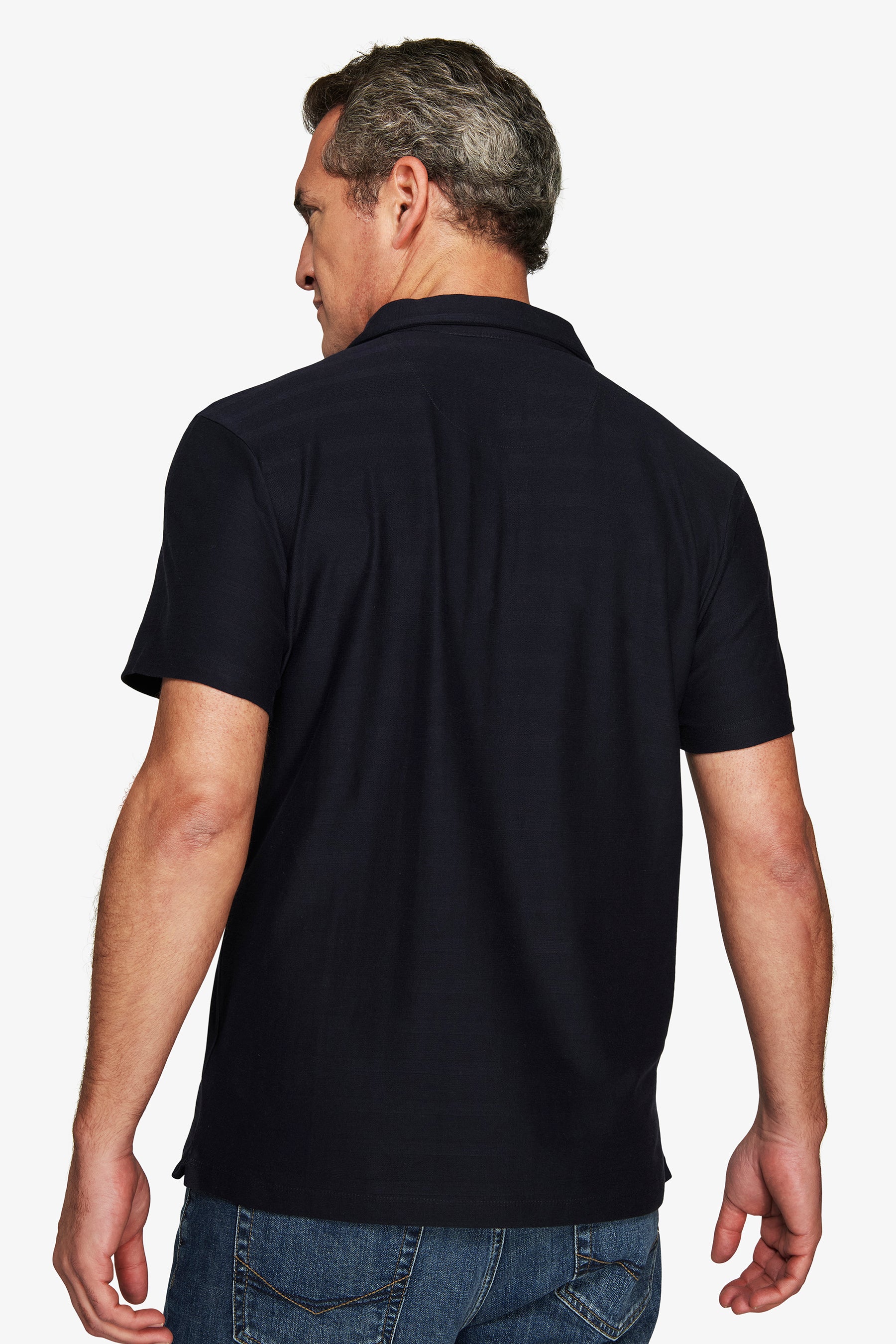 Polo de jersey texturizado azul