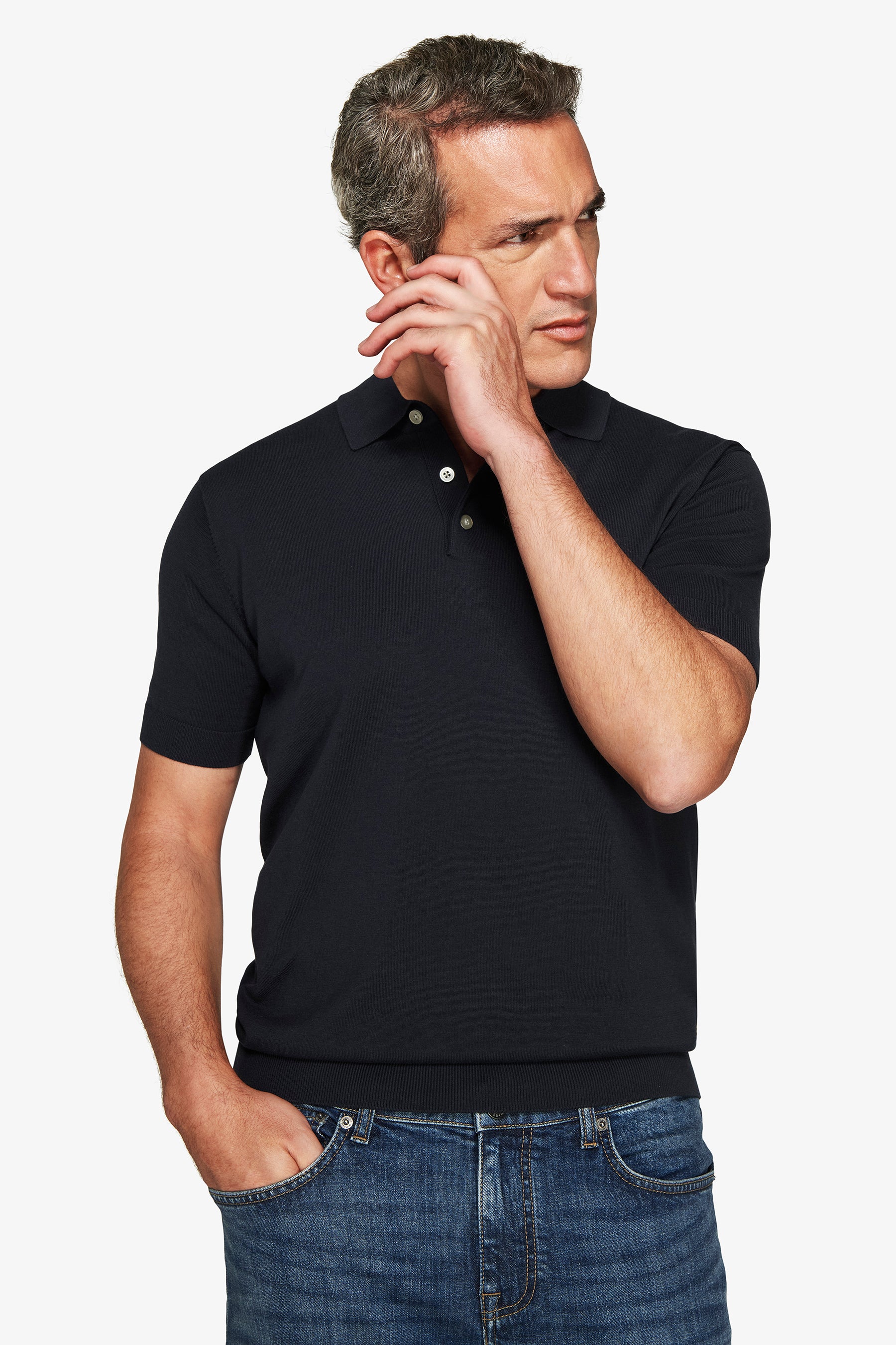 Polo in maglia basic in cotone blu