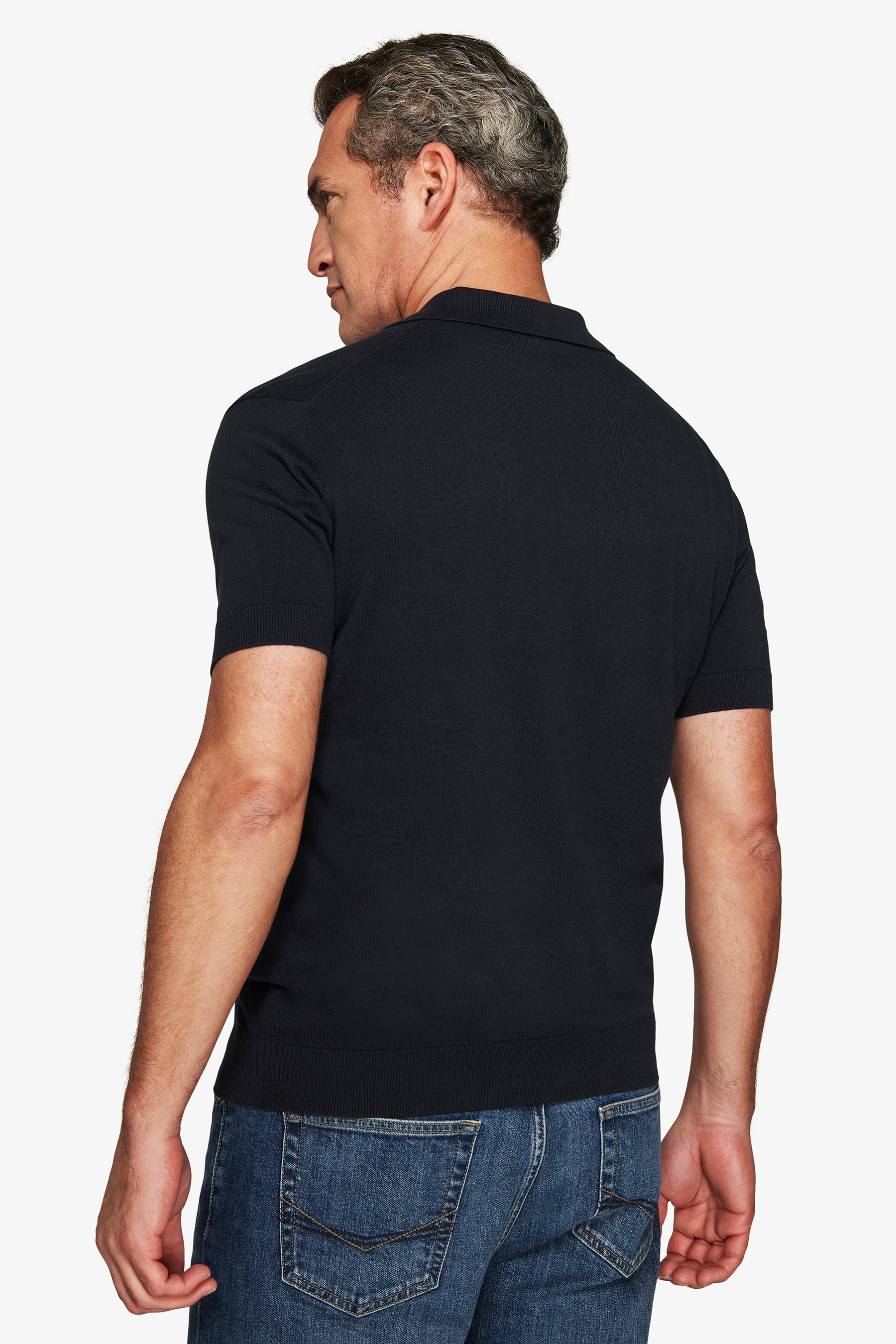 Polo in maglia basic in cotone blu