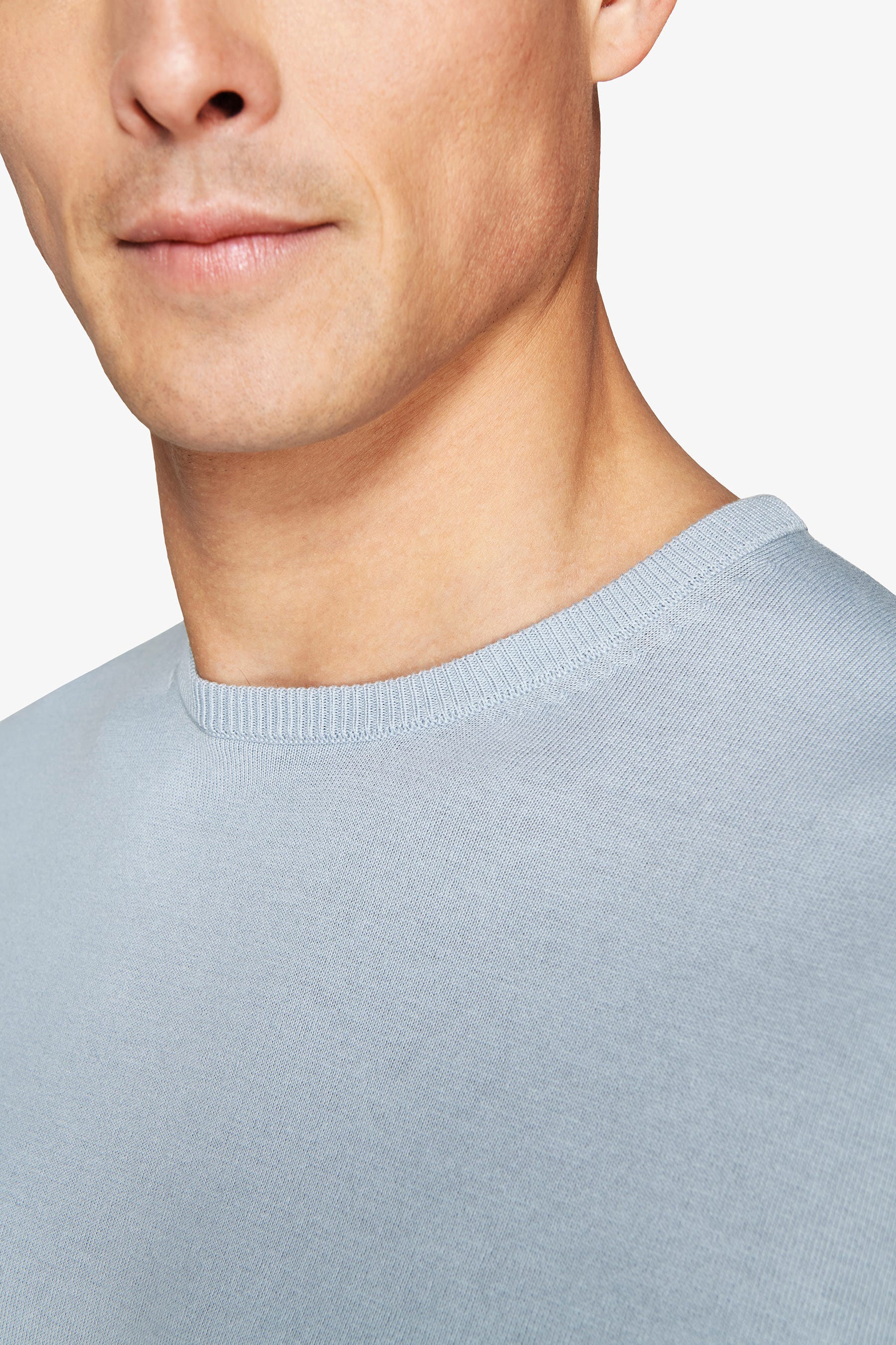 T-shirt in maglia basic in cotone celeste-Dan John